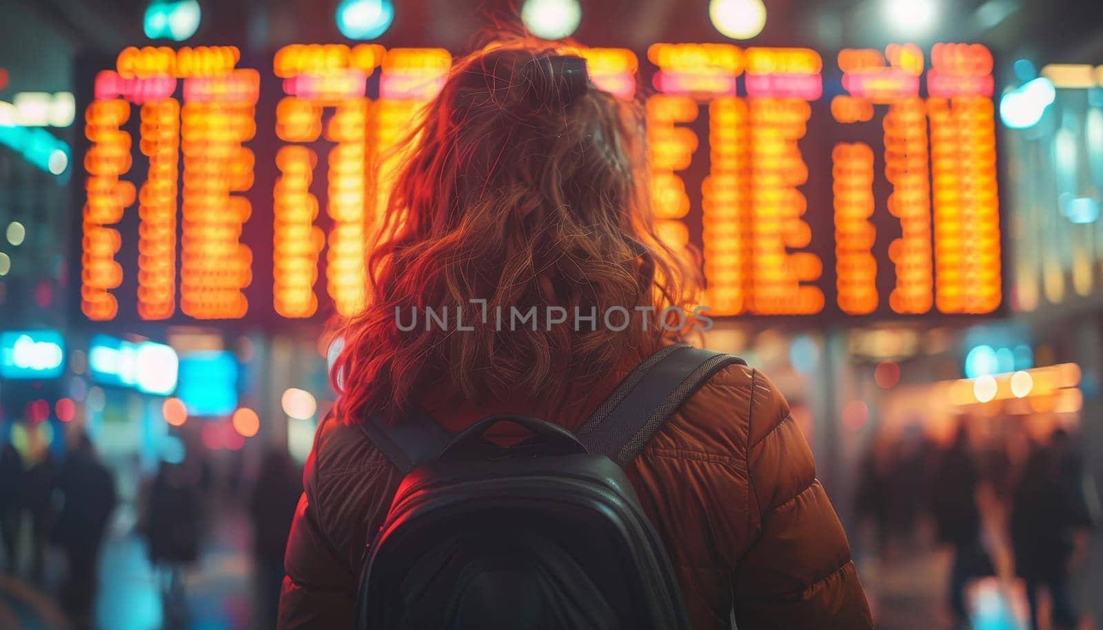 A woman wearing a yellow jacket by AI generated image.