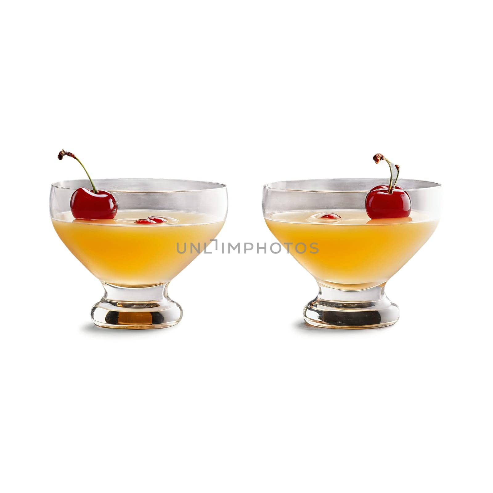 Whiskey Sour glass short and sturdy filled with a frothy citrus infused bourbon cocktail and. Drink isolated on transparent background