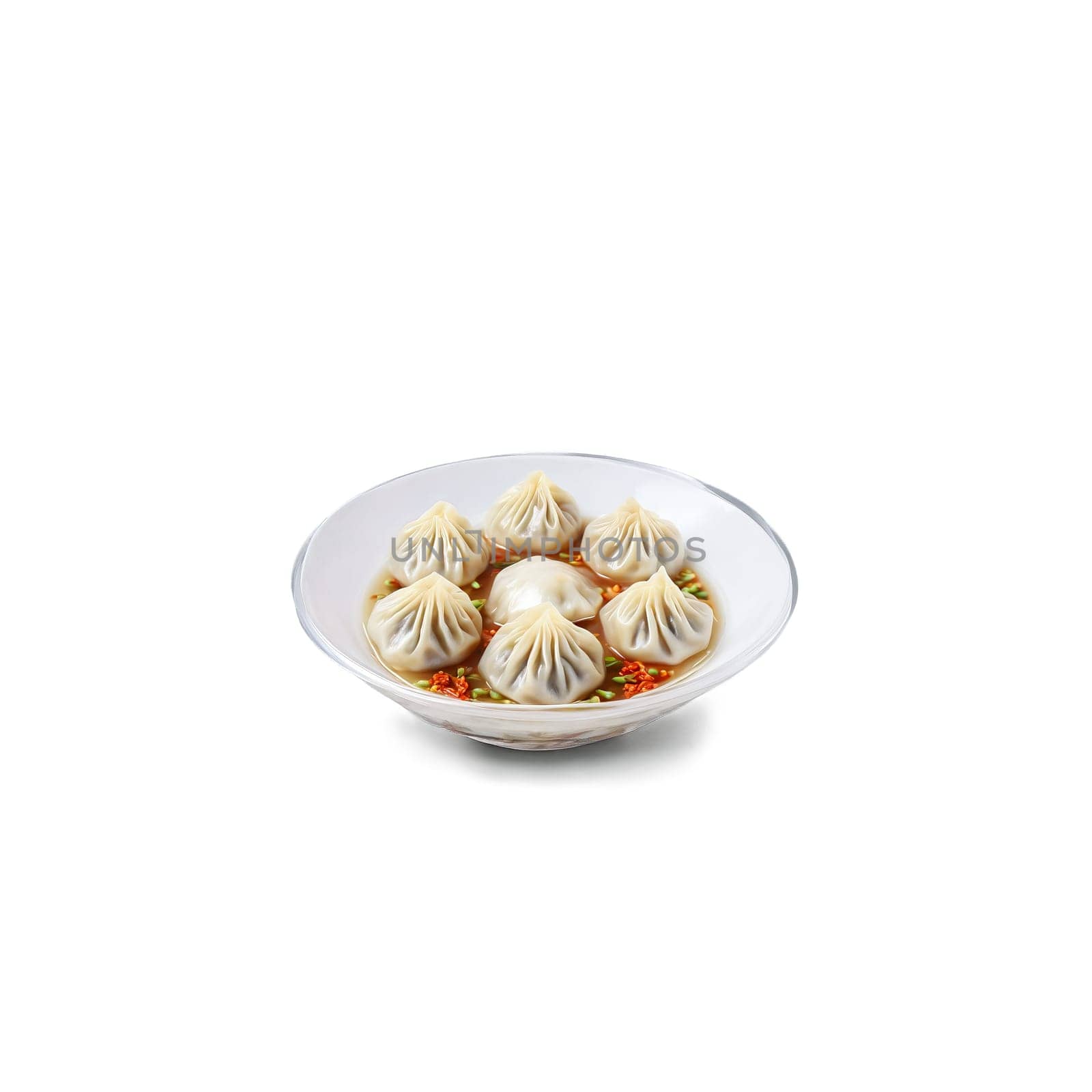 Xiaolongbao soup dumplings with translucent wrapper soup inside floating Food and culinary concept. Food isolated on transparent background.