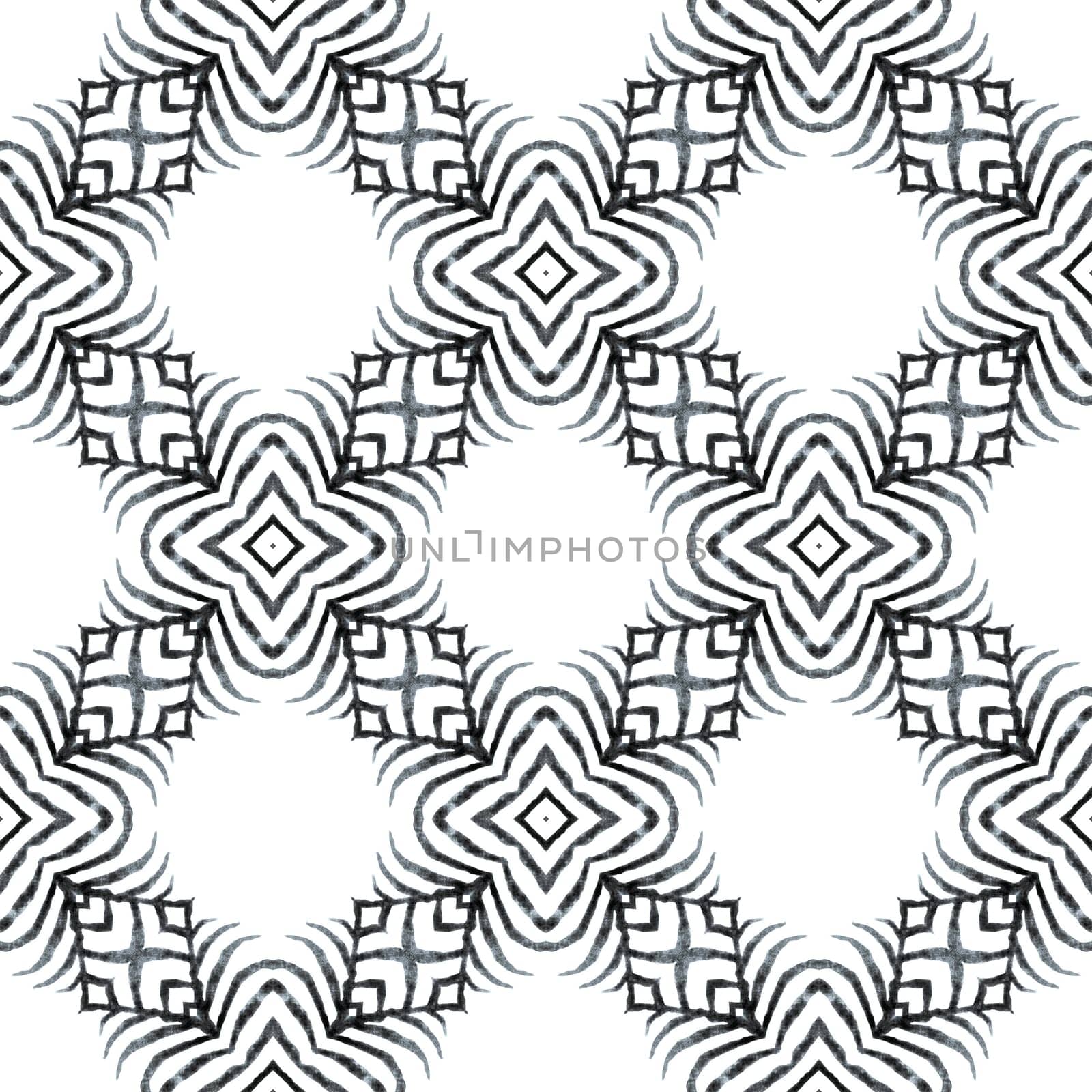 Exotic seamless pattern. Black and white indelible boho chic summer design. Textile ready worthy print, swimwear fabric, wallpaper, wrapping. Summer exotic seamless border.