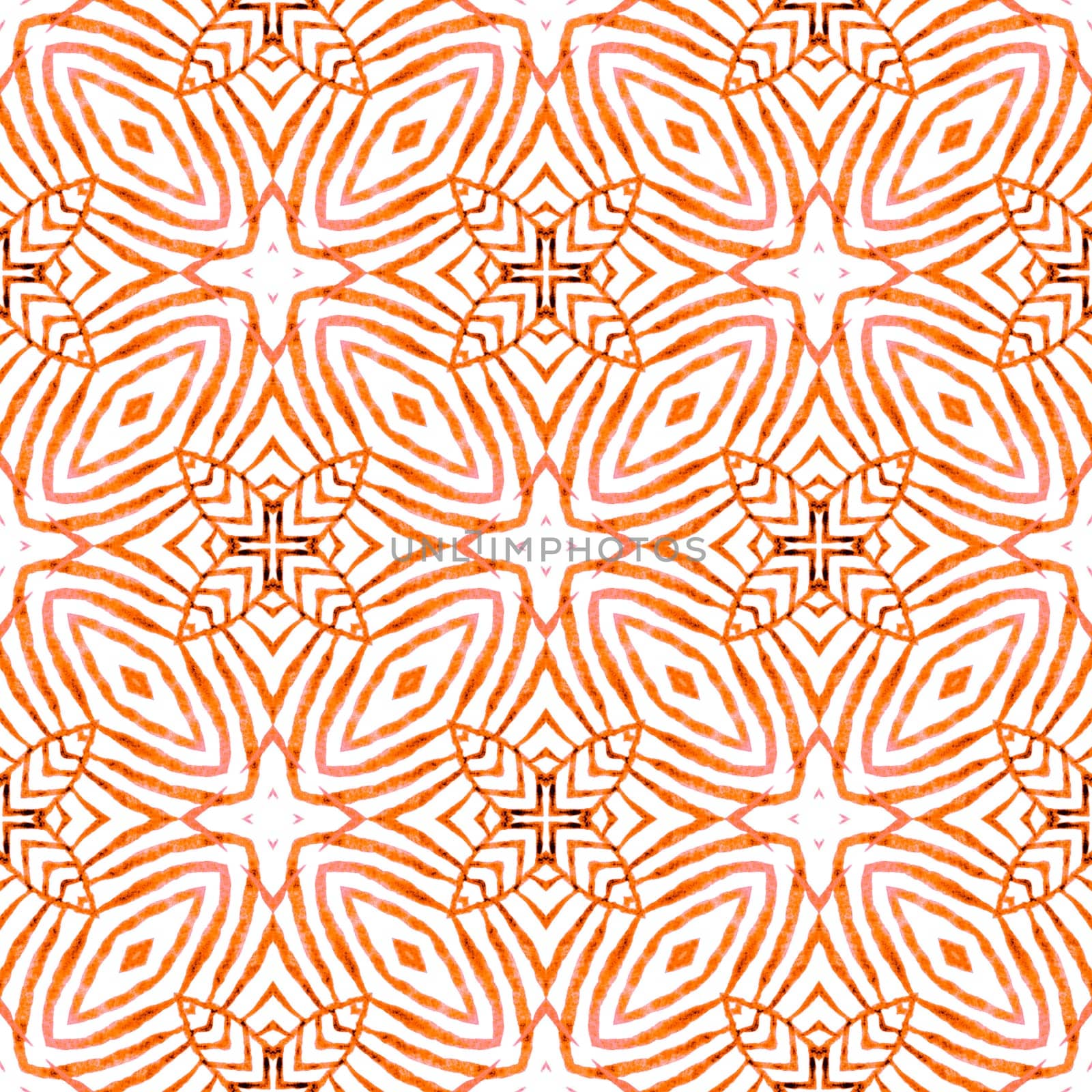 Summer exotic seamless border. Orange astonishing boho chic summer design. Exotic seamless pattern. Textile ready remarkable print, swimwear fabric, wallpaper, wrapping.