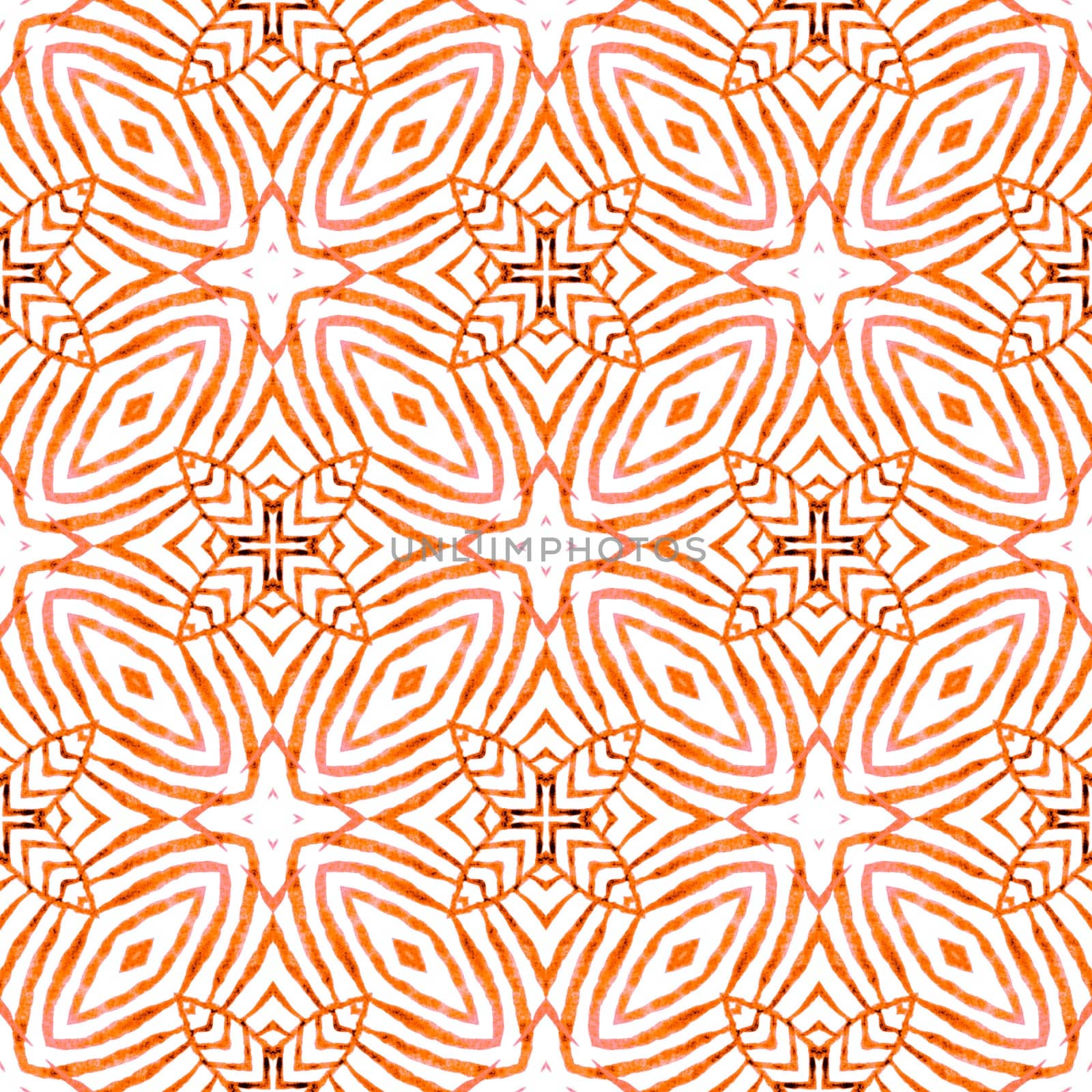 Summer exotic seamless border. Orange astonishing boho chic summer design. Exotic seamless pattern. Textile ready remarkable print, swimwear fabric, wallpaper, wrapping.