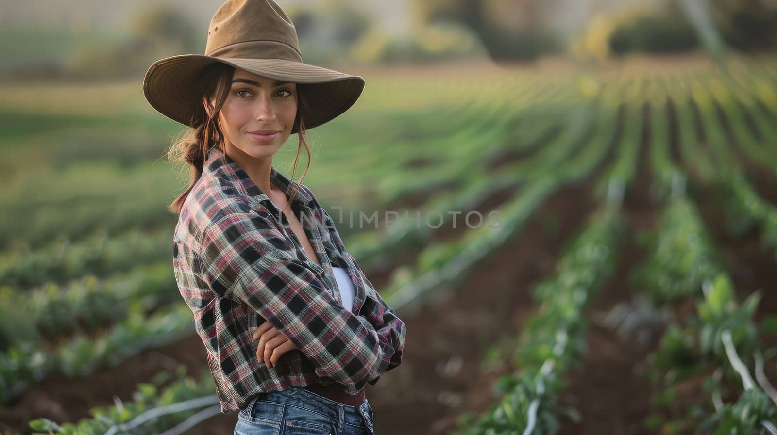 Woman farmer with vegetables in the field. Selective focus. Nature.