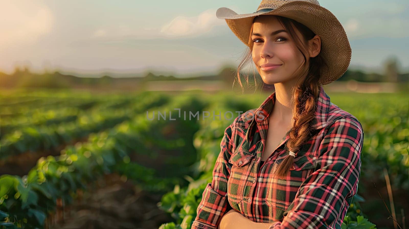 Woman farmer with vegetables in the field. Selective focus. Nature.