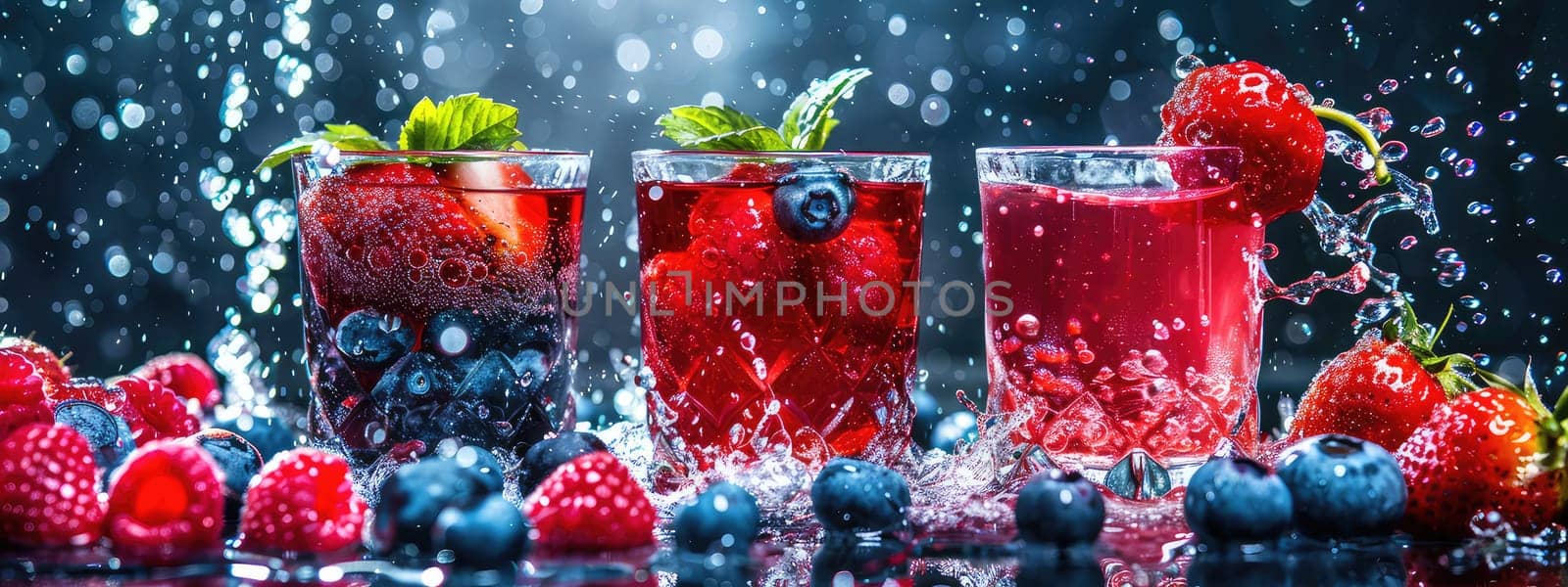 A splash of berries in a glass. Selective focus. food.