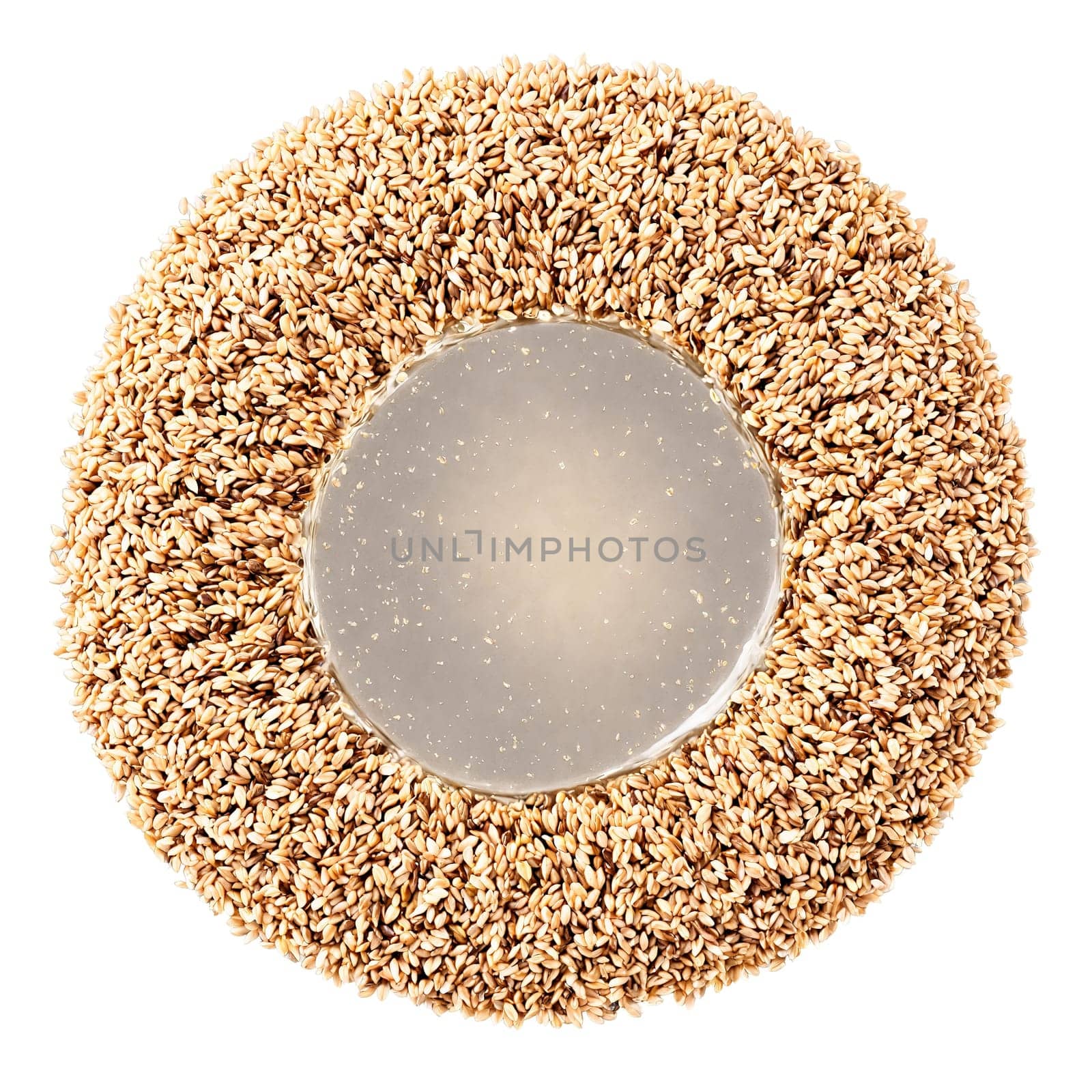 Farro mandala a mandala of emmer farro einkorn farro and spelt farro with grains scattering. Food isolated on transparent background.