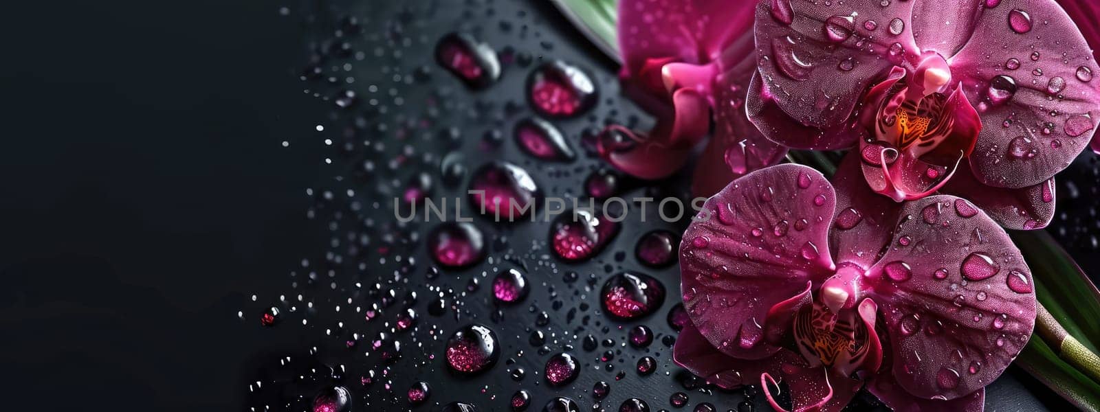 Close-up of a flower in drops of water. Selective focus. Nature.