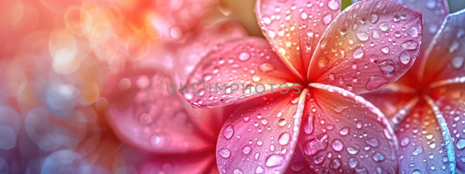 Close-up of a flower in drops of water. Selective focus. Nature.