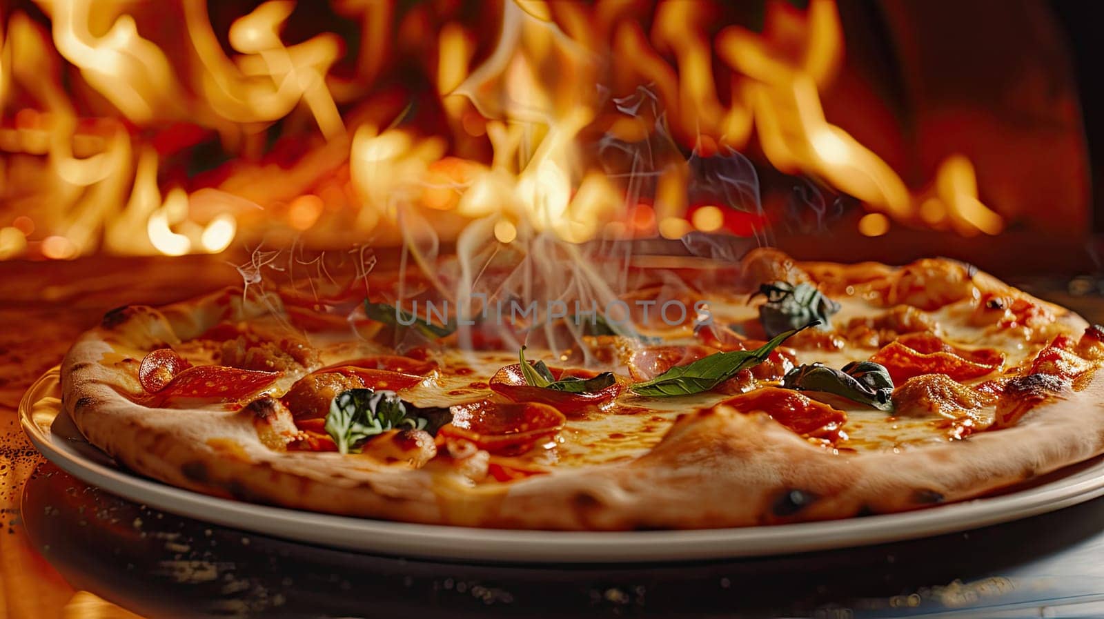 hot pizza from the oven. Selective focus. food.