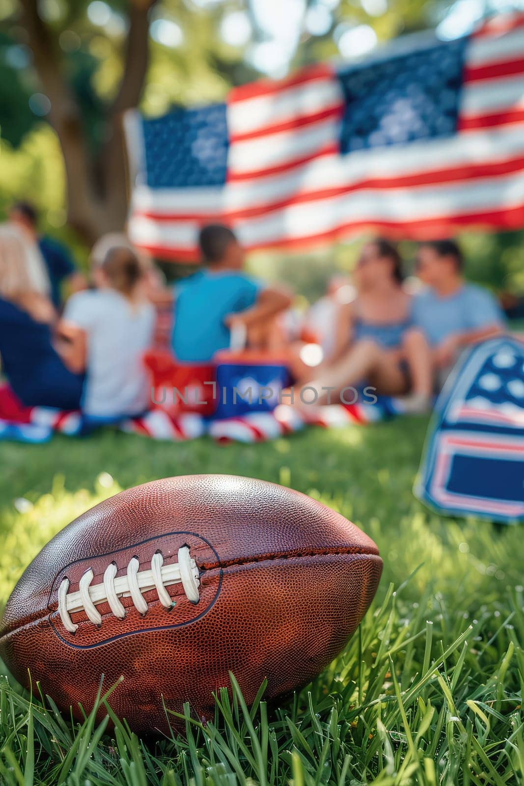 children play American football. Selective focus. nature