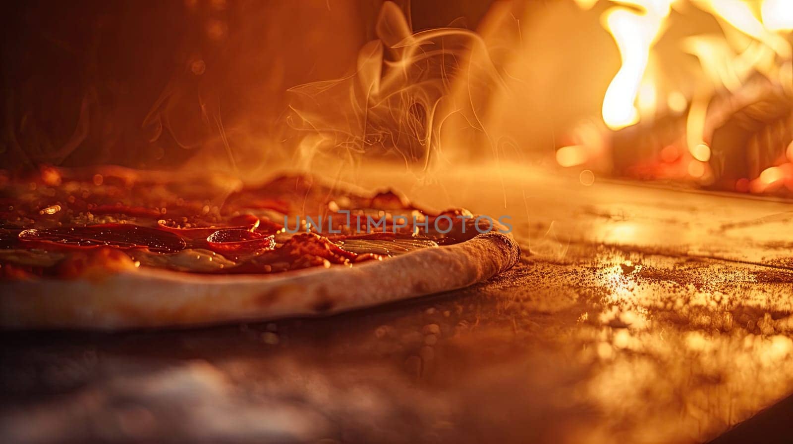 hot pizza from the oven. Selective focus. food.