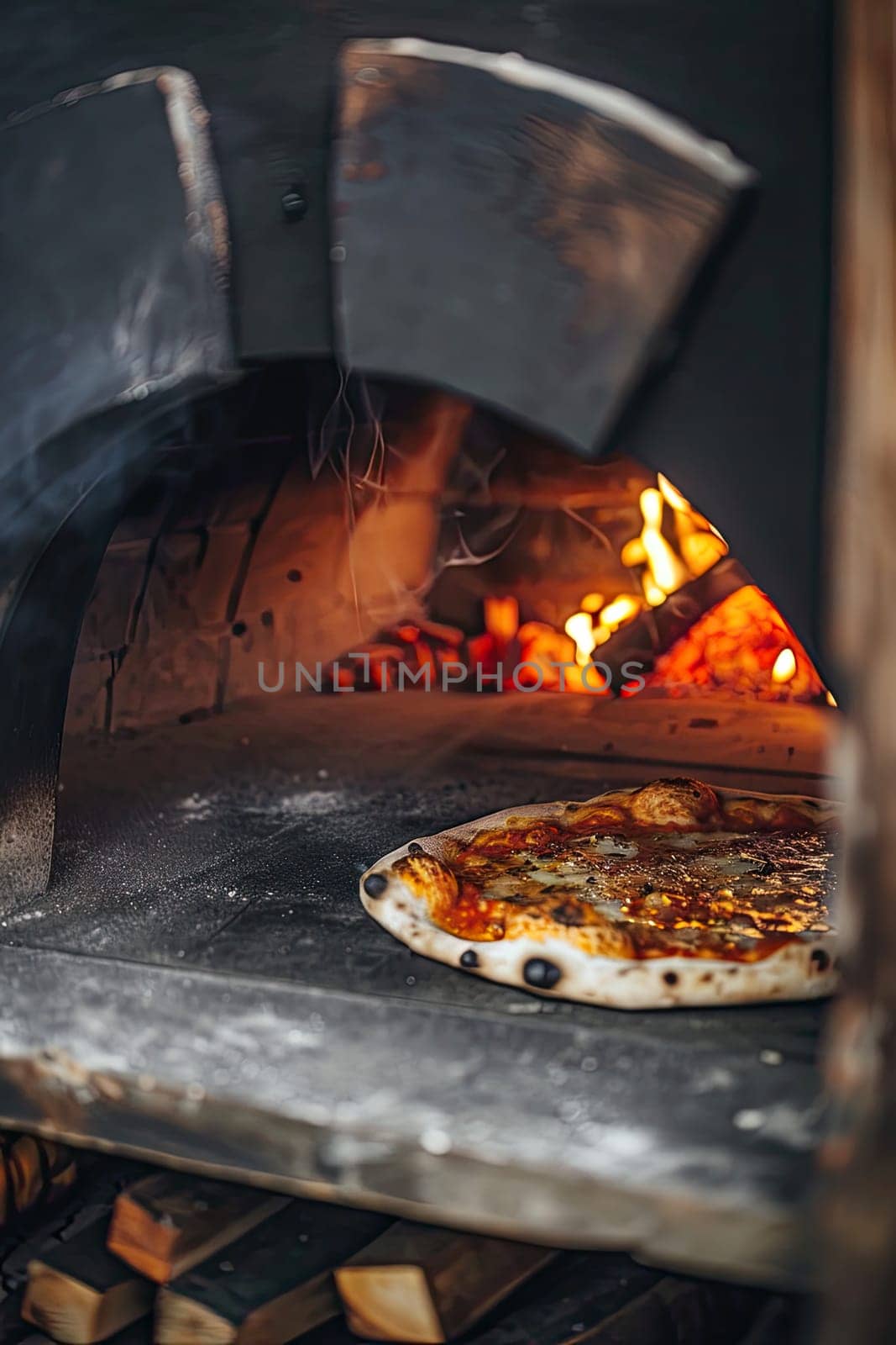 hot pizza from the oven. Selective focus. food.