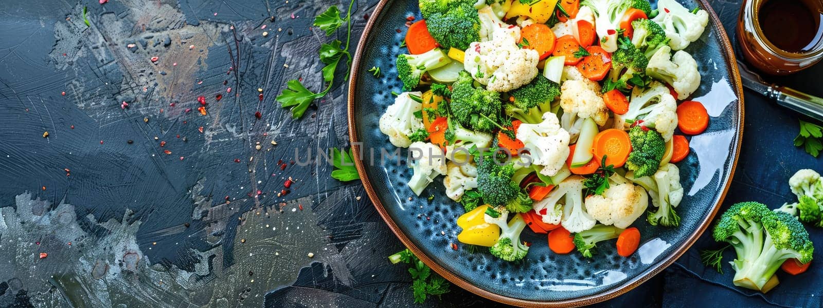 Cauliflower and broccoli salad. Selective focus. food.