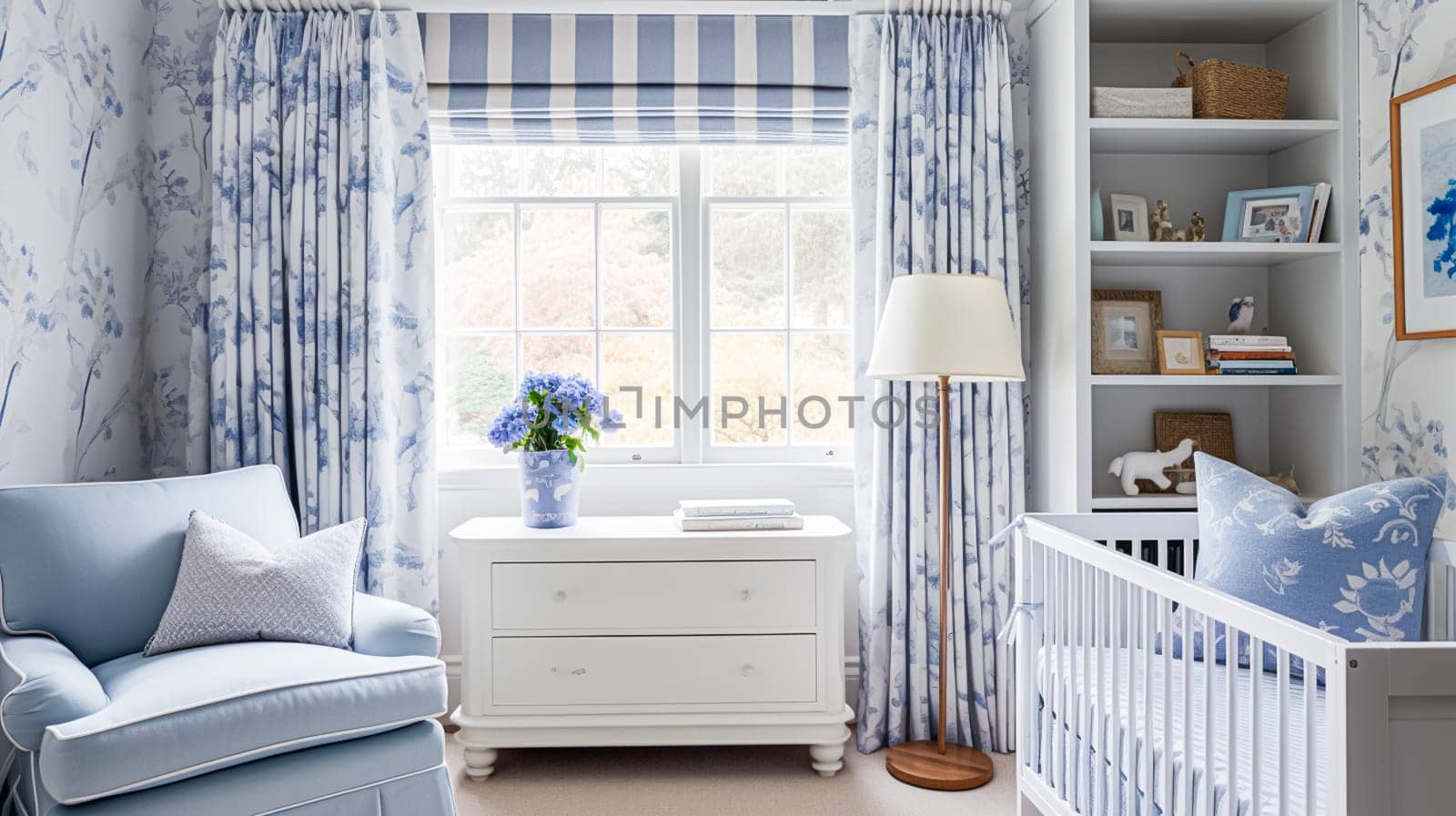 Baby room decor and interior design inspiration in beautiful English countryside style cottage