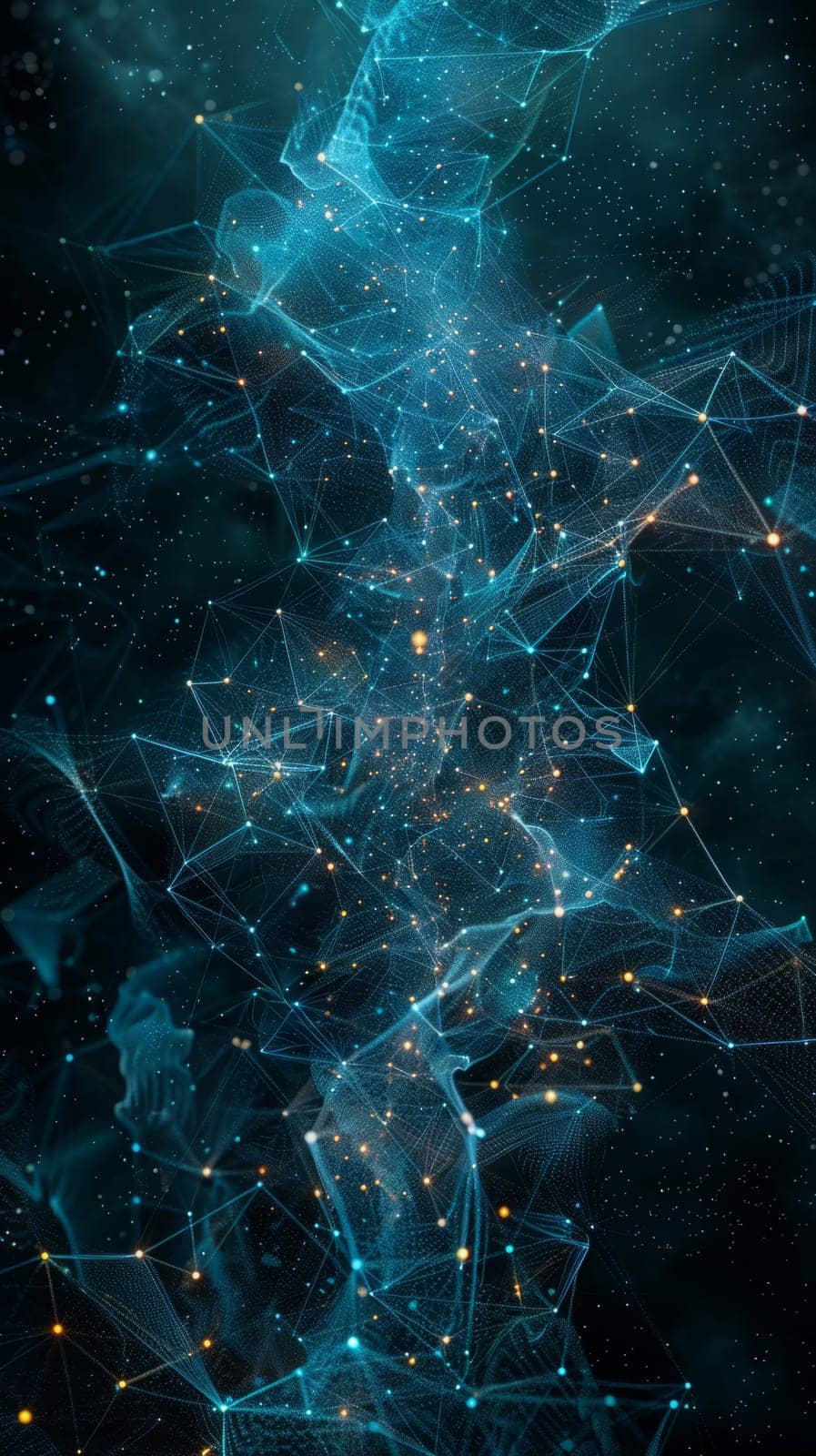 Blue Abstract Lighting Connection Technology Futuristic Background. Ai generated