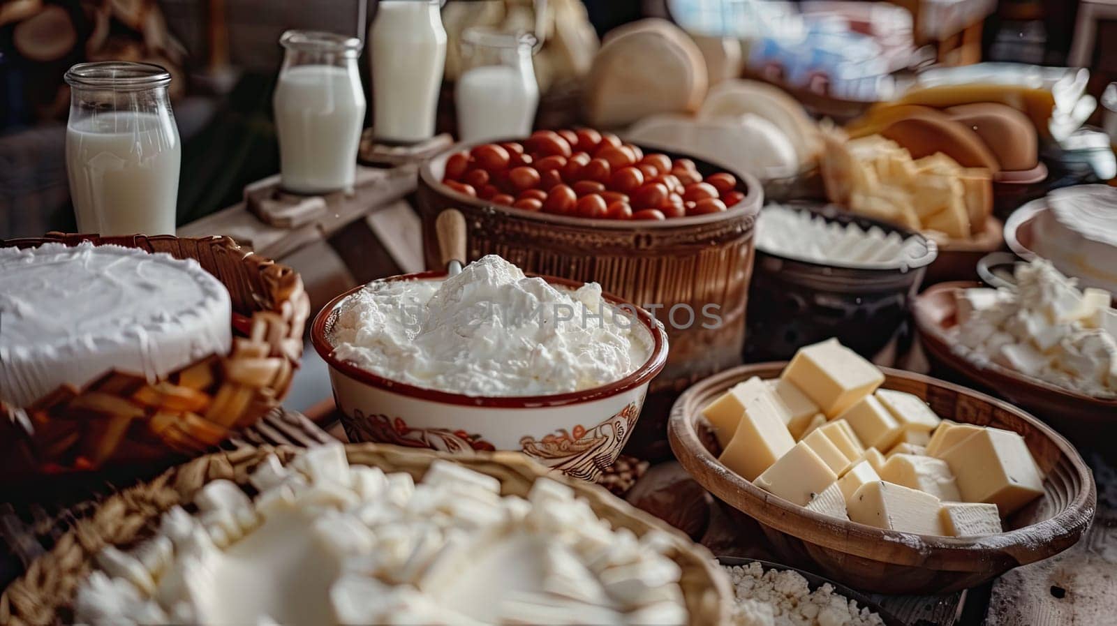 Farm dairy products on the table. Selective focus. Food.