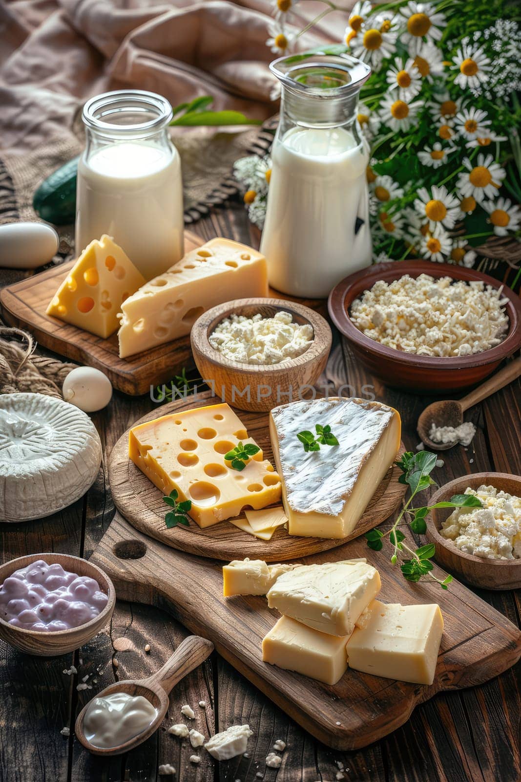 Farm dairy products on the table. Selective focus. Food.