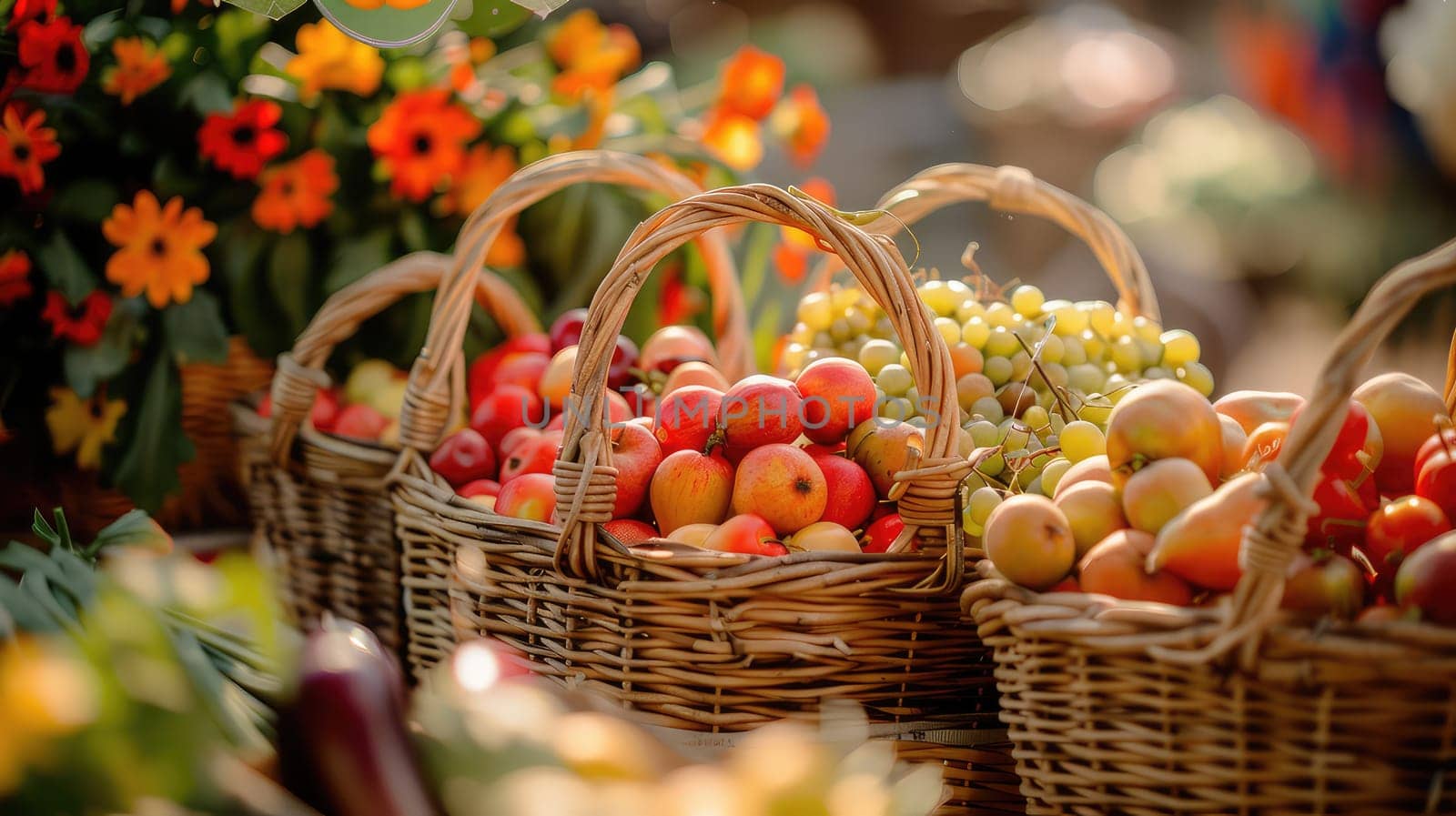 Farm vegetables and fruits at the market. Selective focus. Food.