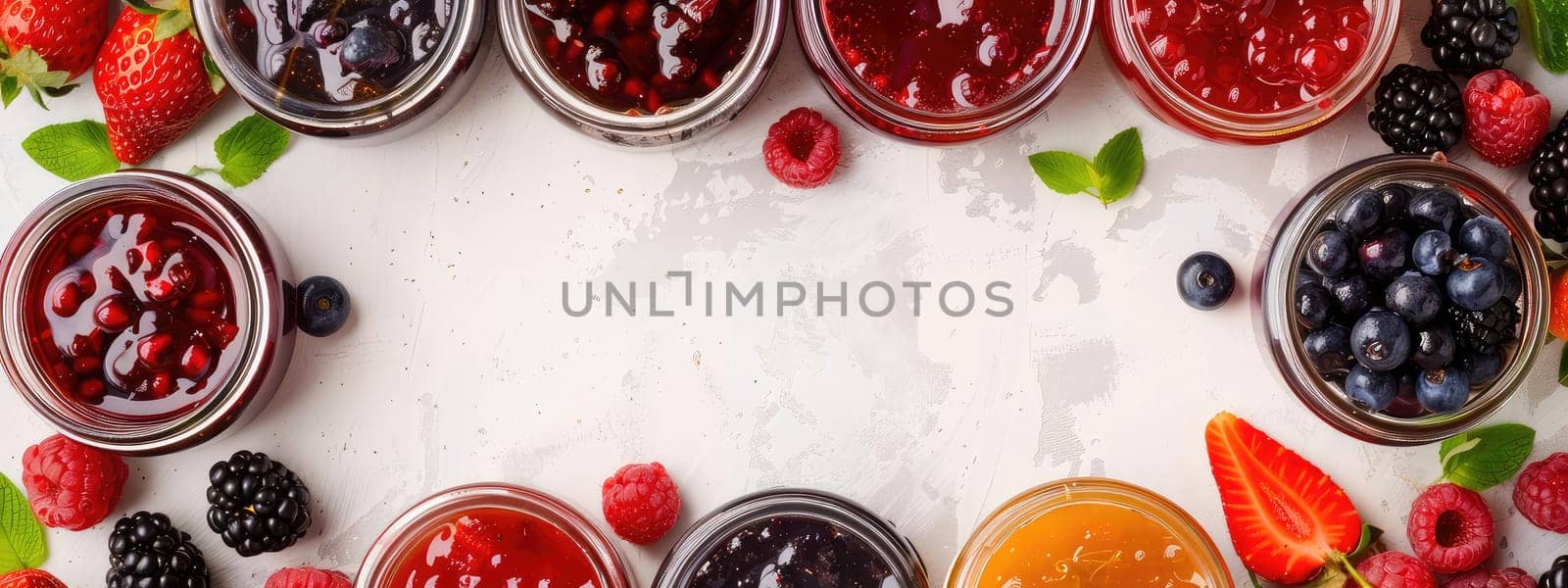 Various jam isolate on a white background. Selective focus. Food.