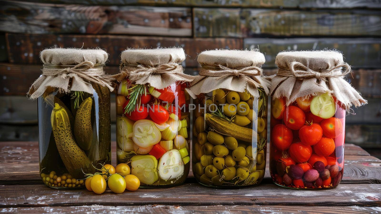 Preserving various vegetables in jars. Selective focus. food.