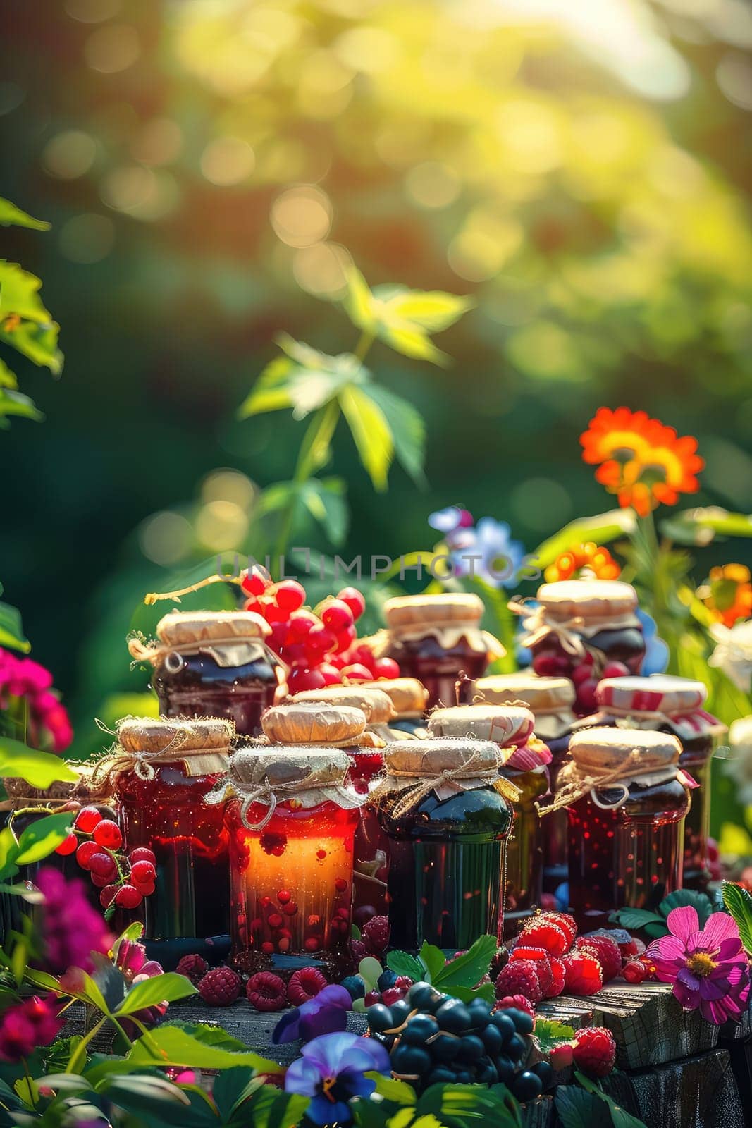 Preserving various jams in jars. Selective focus. Food.