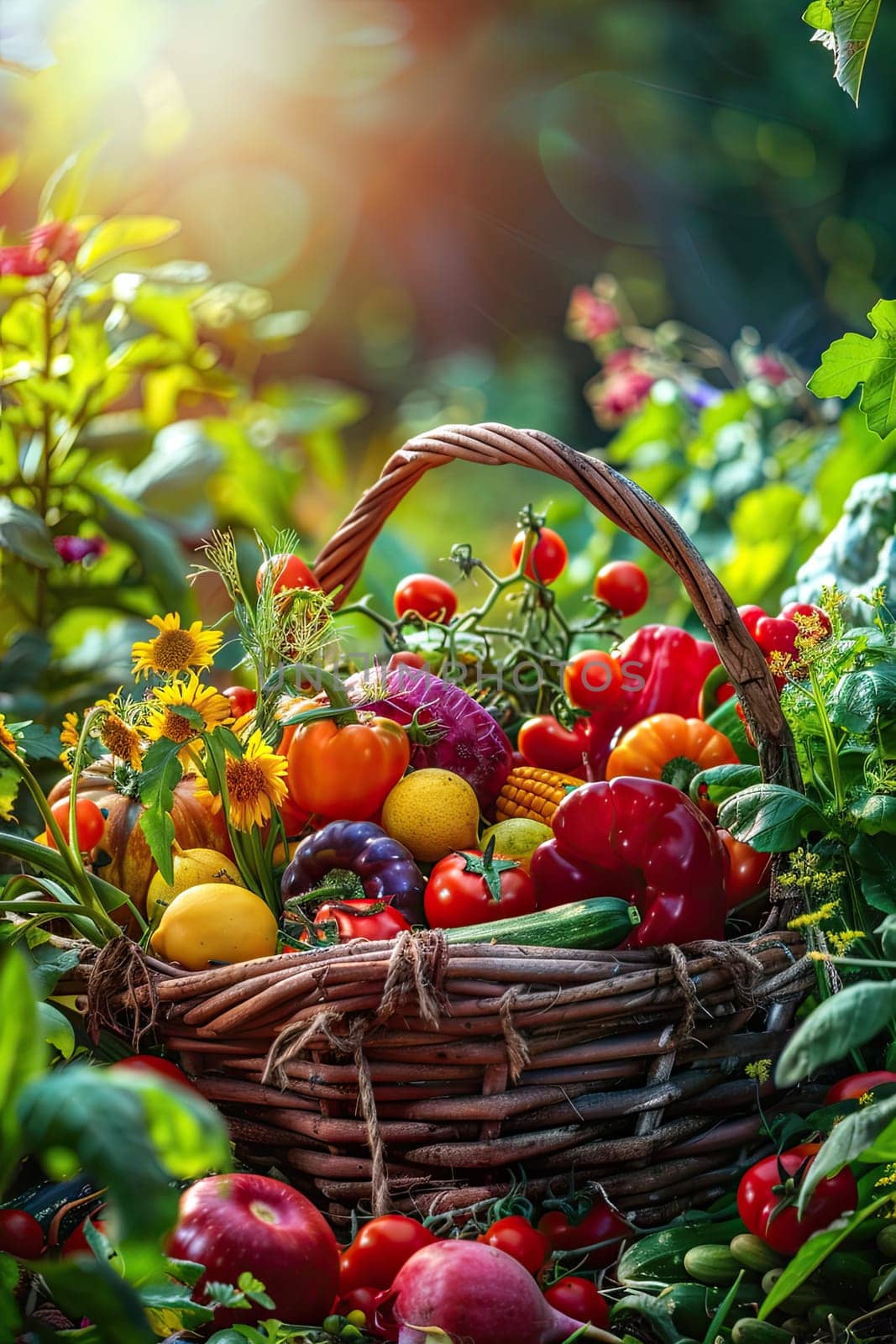 Harvest organic vegetables in the garden. Selective focus. Food.