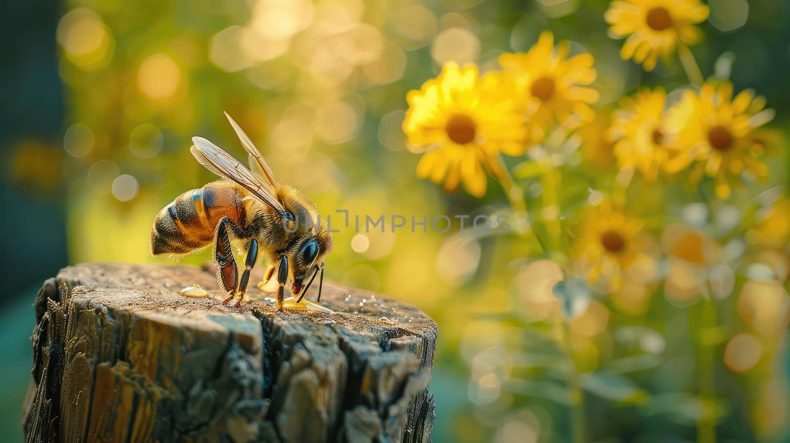 Jar of flower honey in the garden. Selective focus. food.