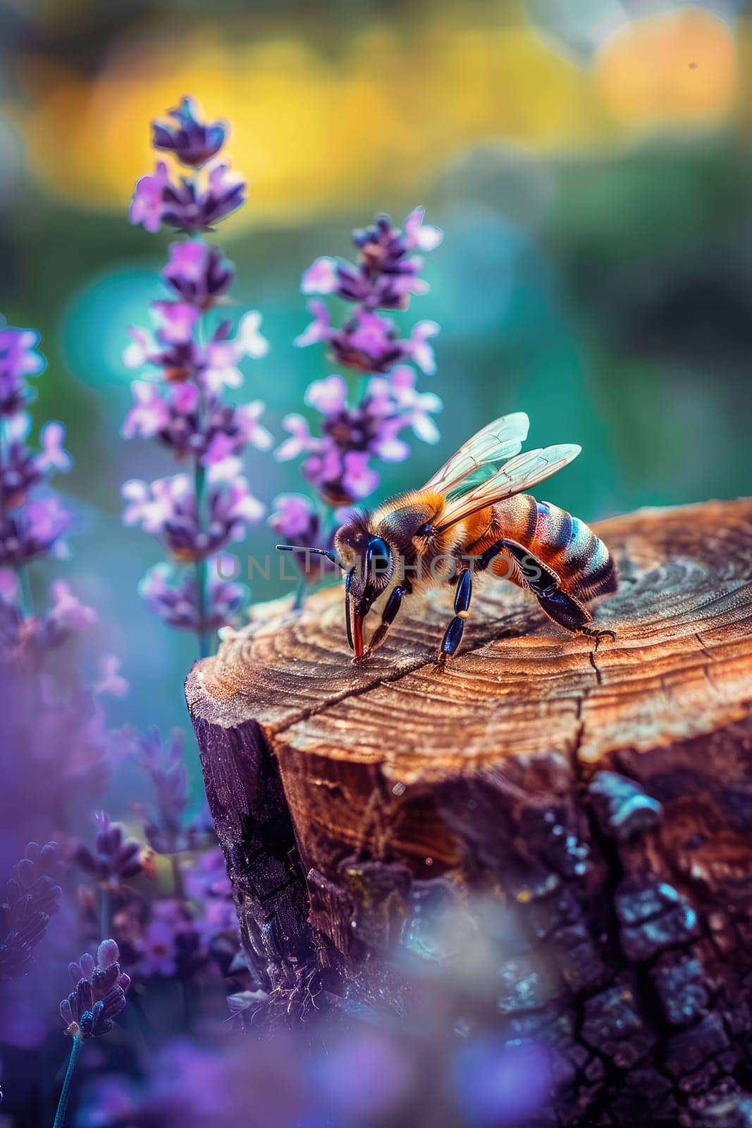 Jar of flower honey in the garden. Selective focus. food.