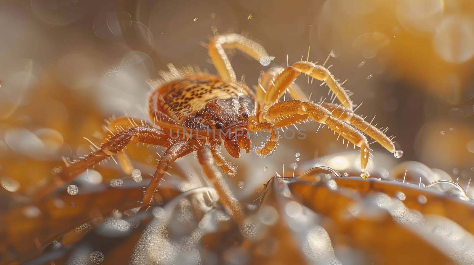 Close-up of a tick on fur. Selective focus. animal.