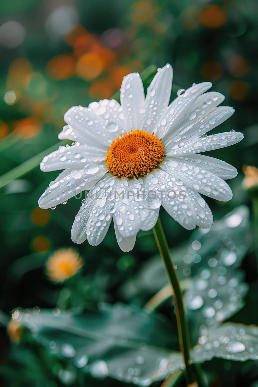 Close-up of a flower in drops of water. Selective focus. Nature.