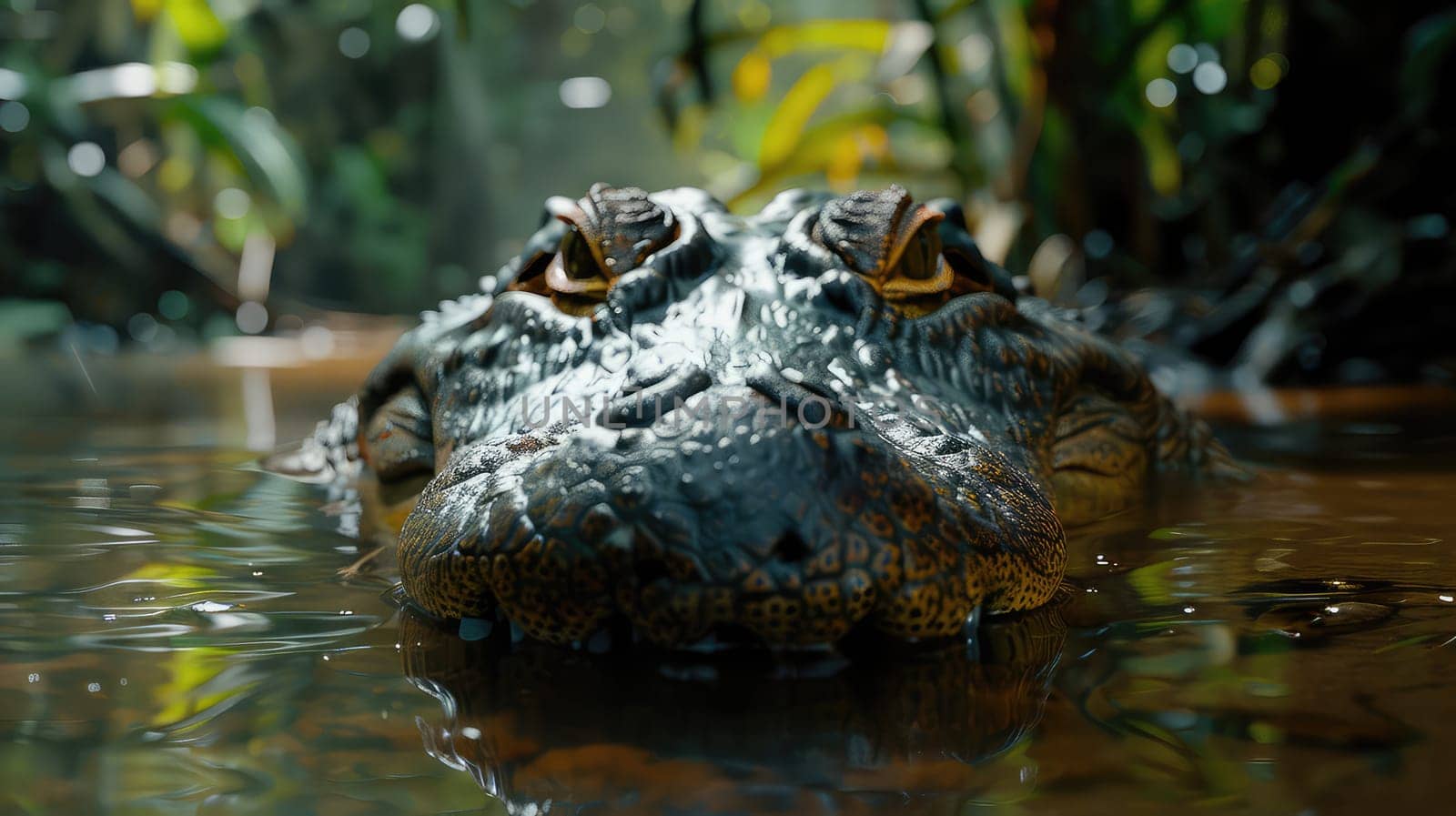 Large crocodile in the water. Selective focus. animal.