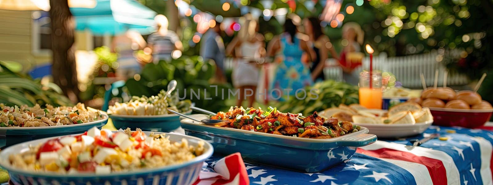 Food outside on tables in the garden. Selective focus. nature.