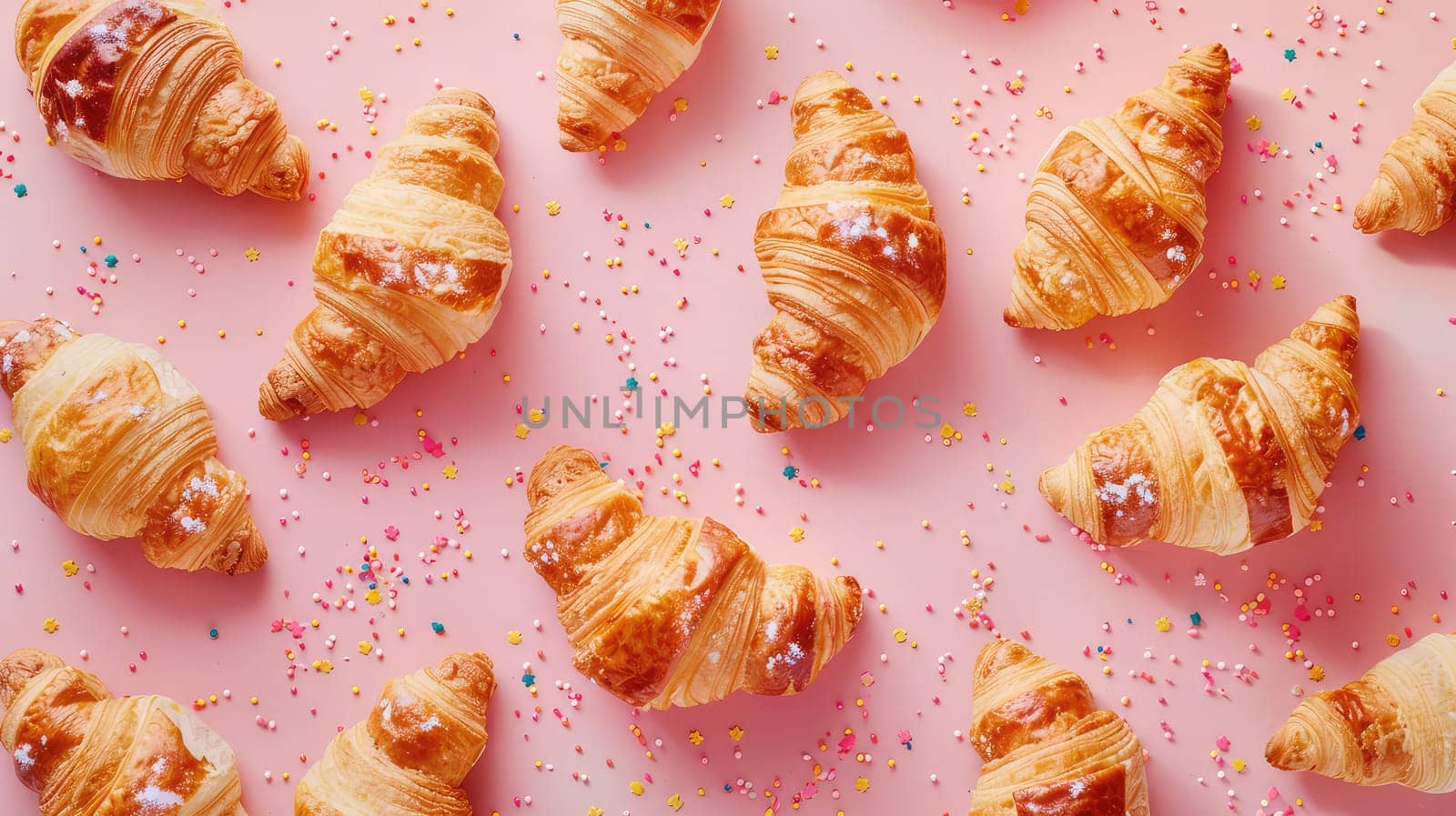 Lots of delicious croissants. Selective focus. Food.