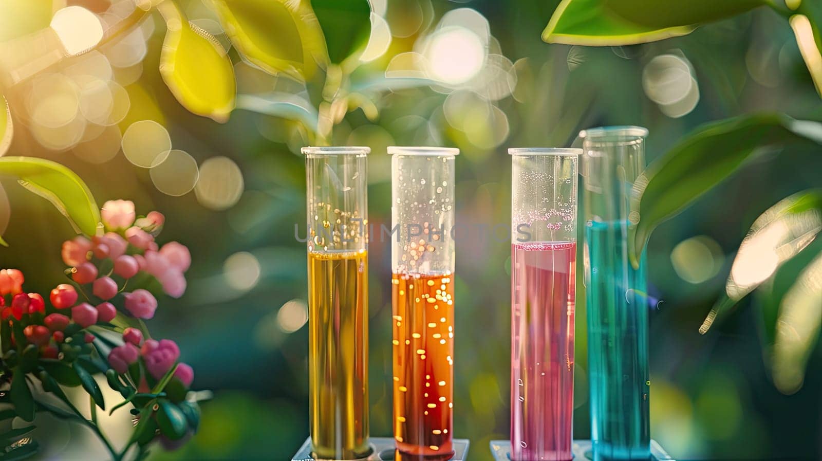 Test tubes with samples in nature. Selective focus. nature.