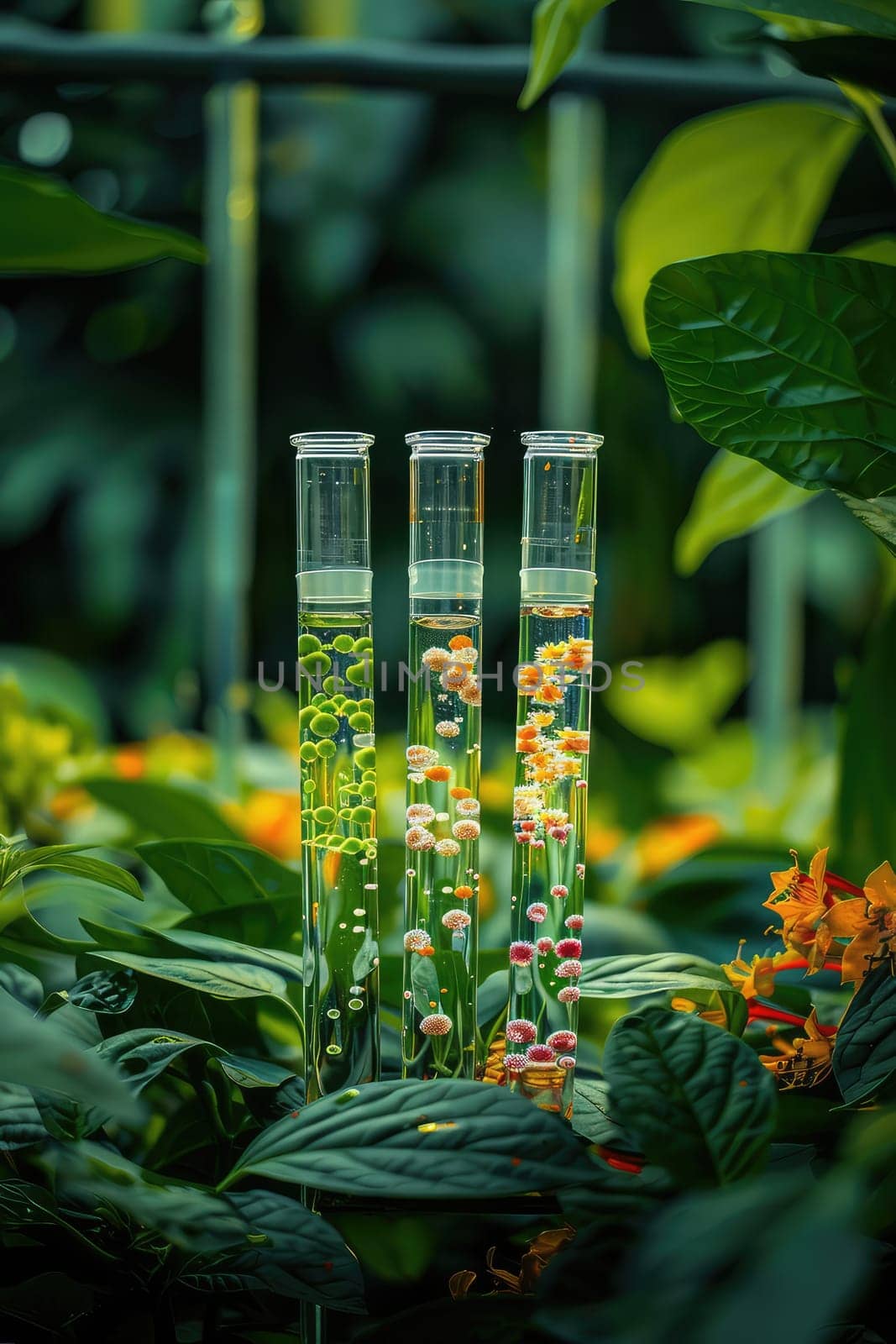 Test tubes with samples in nature. Selective focus. nature.