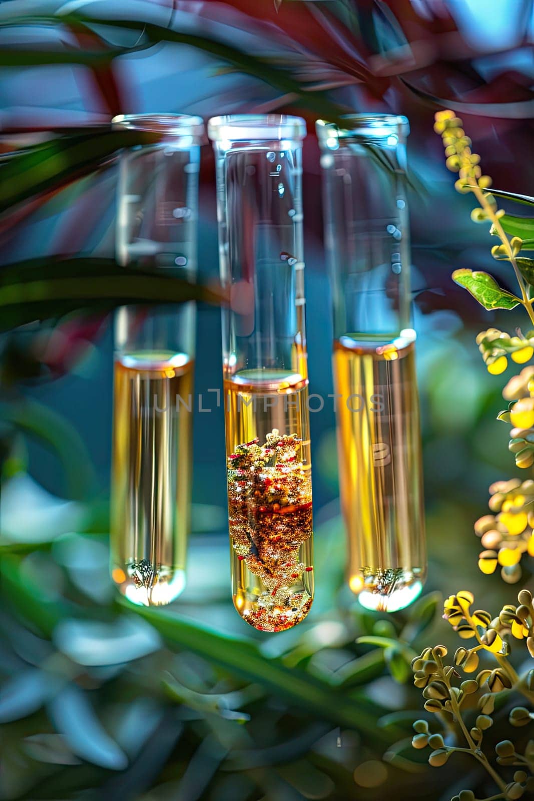 Test tubes with samples in nature. Selective focus. nature.