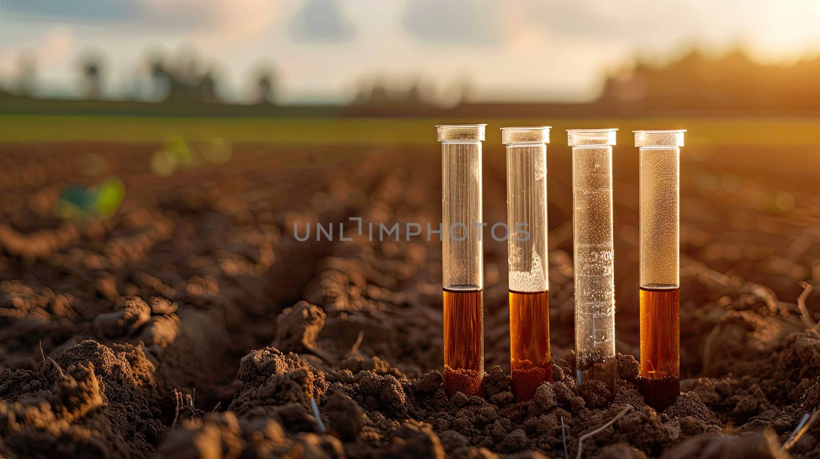 Test tubes with soil samples in nature. Selective focus. Nature.
