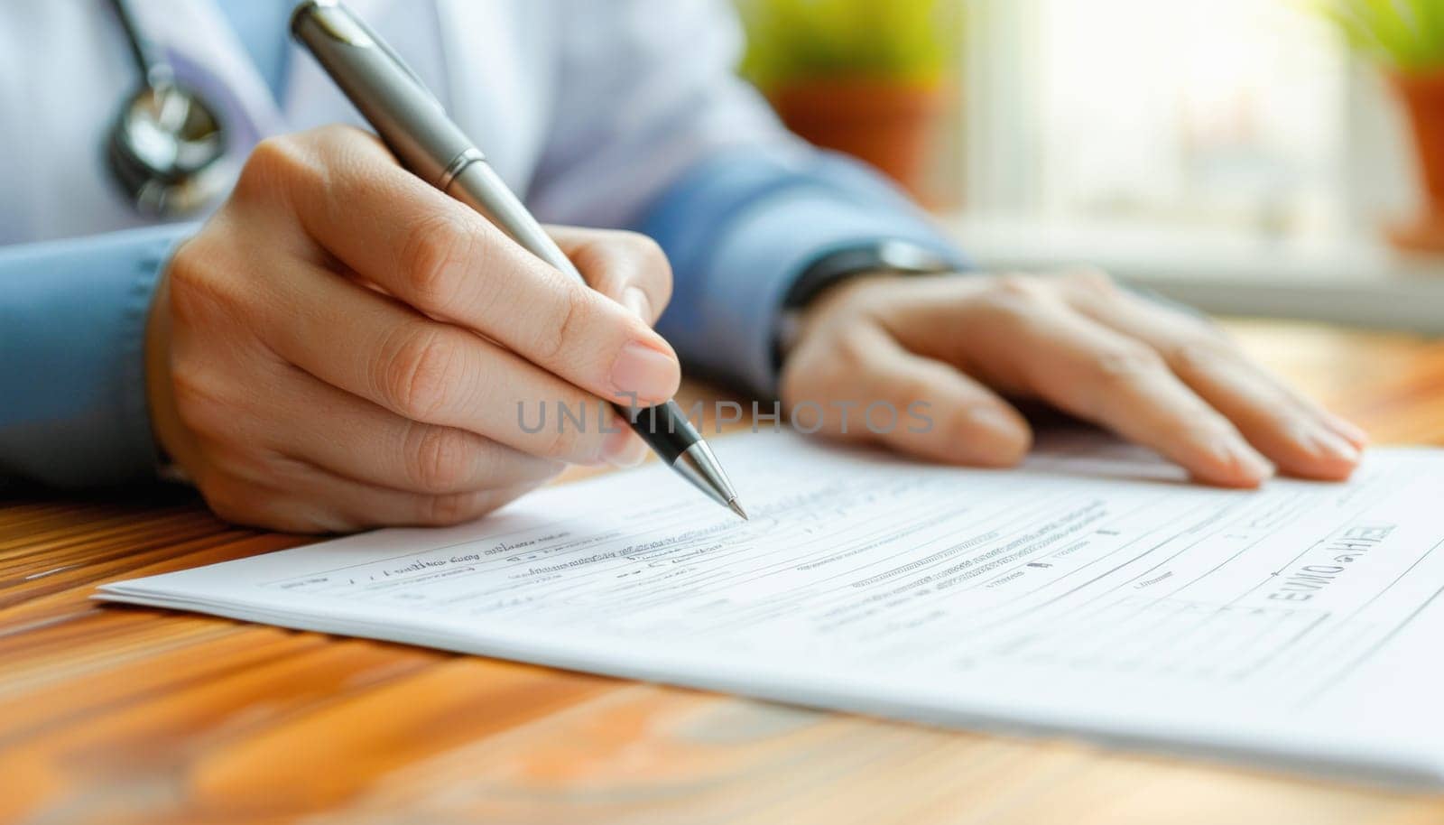 The individual is carefully using a pen to write on a piece of paper, displaying precision and attention to detail