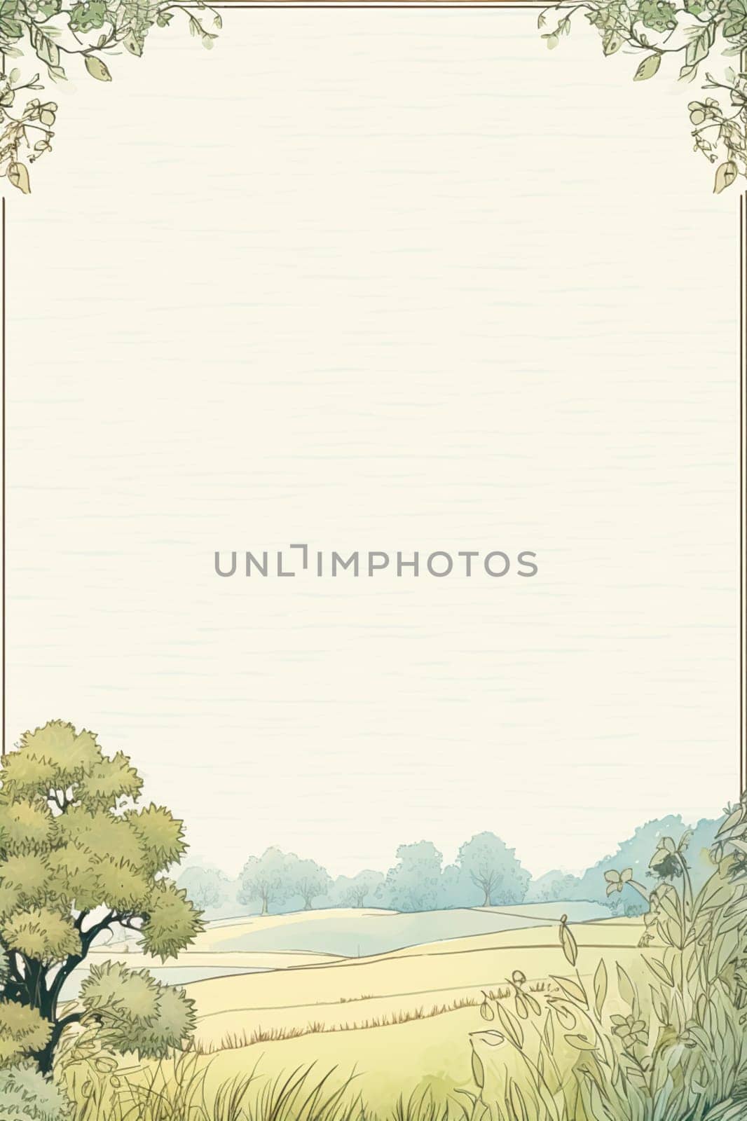 Book cover, digital paper illustration and greeting card design, English countryside style blank vintage art background for printable stationery, book page and ebook idea