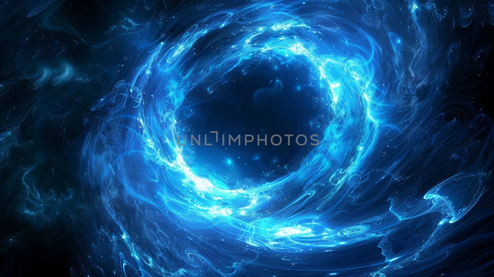 A blue and white space with a large hole in the middle. The blue color is very bright and the white color is very bright as well