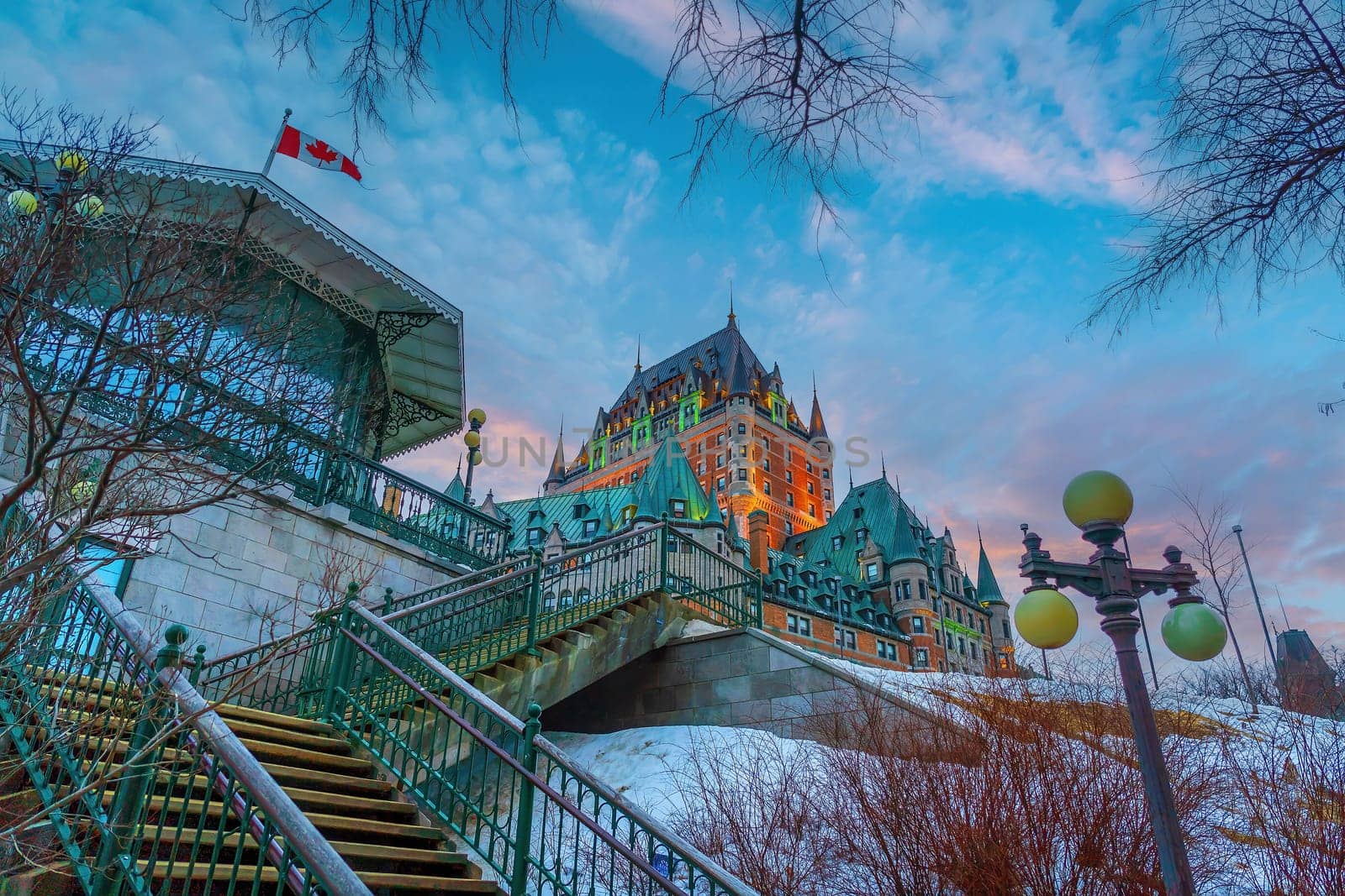 Quebec City skyline, cityscape of Canada  at sunset