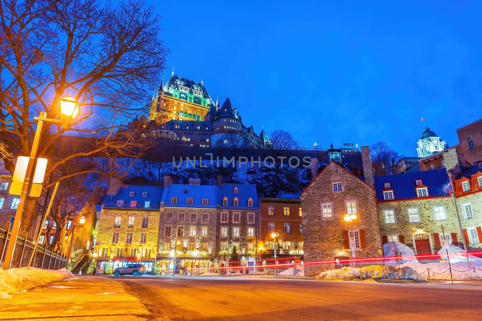 Quebec City skyline, cityscape of Canada  at sunset