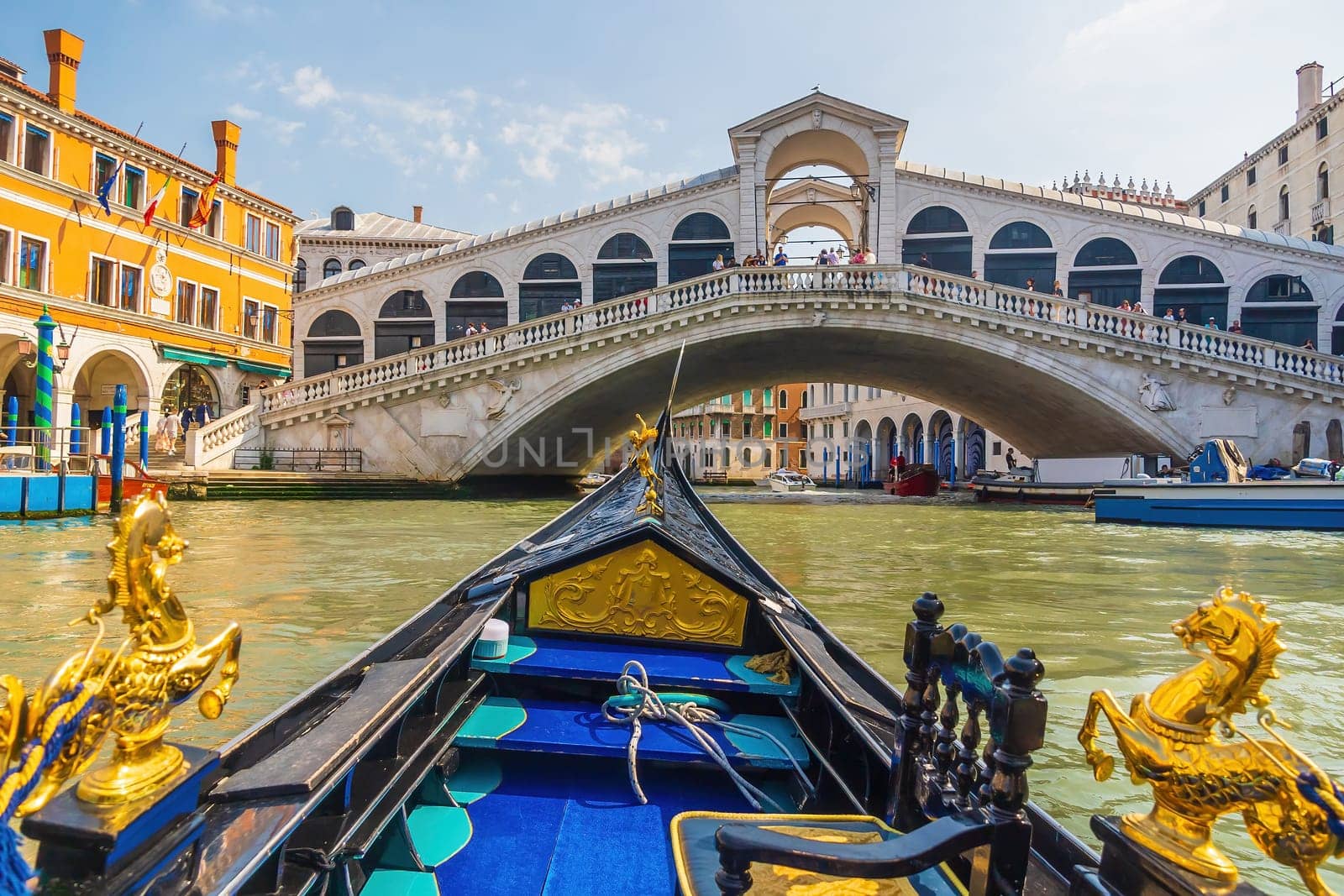 Panoramic view of famous Canal Grande with famous Rialto Bridge at sunset, Venice by f11photo