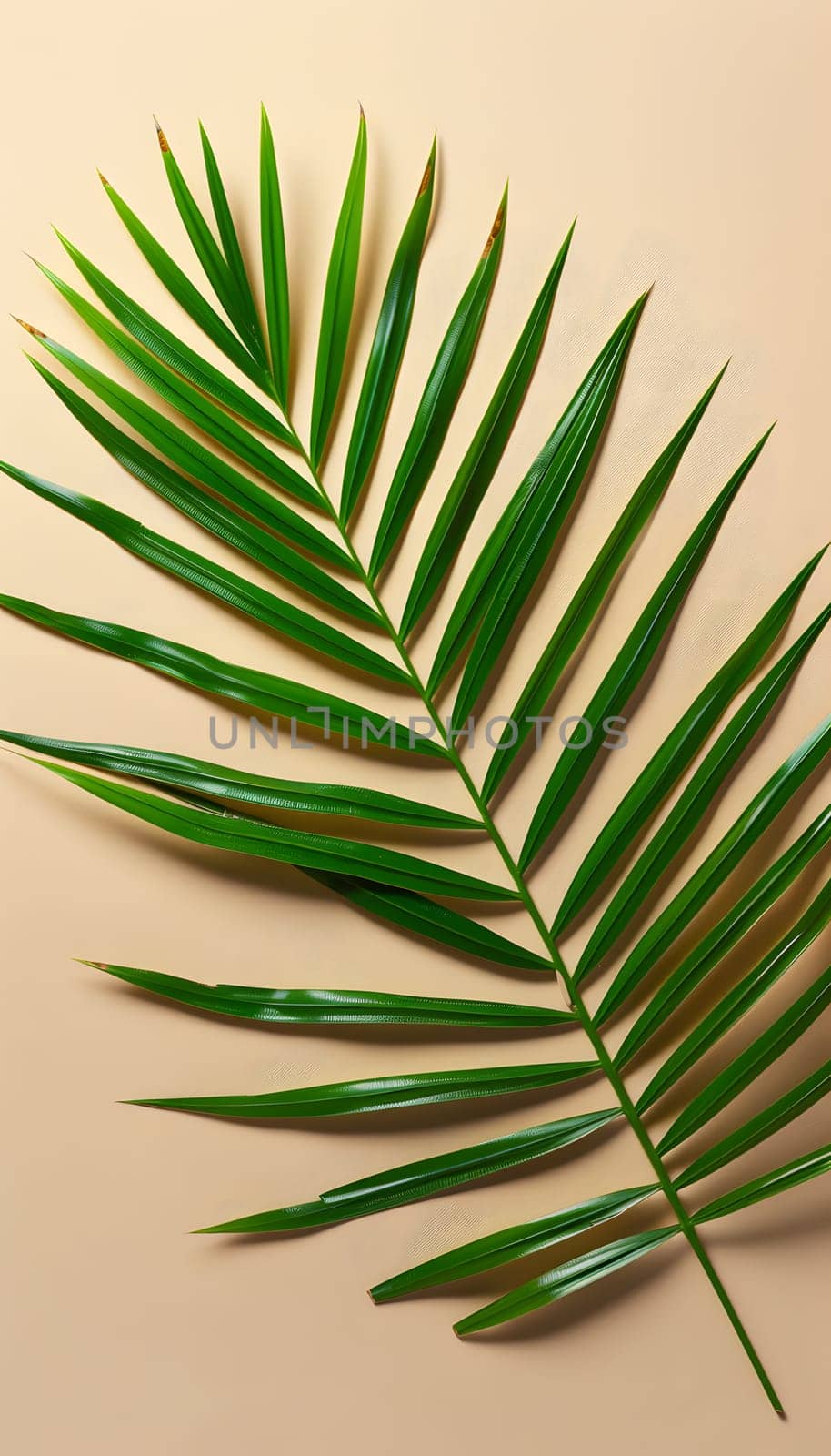 A closeup image of a palm leaf showcasing the intricate patterns of this terrestrial plant. The evergreen twig belongs to the Arecales order, displaying symmetry in its coniferlike structure