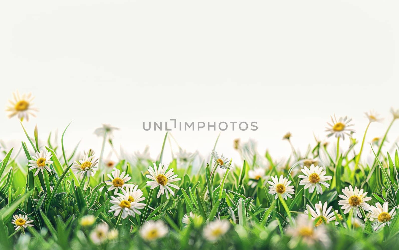 Morning daisies open up to the first light of dawn, their pure white petals reflecting the soft green glow of a new day.