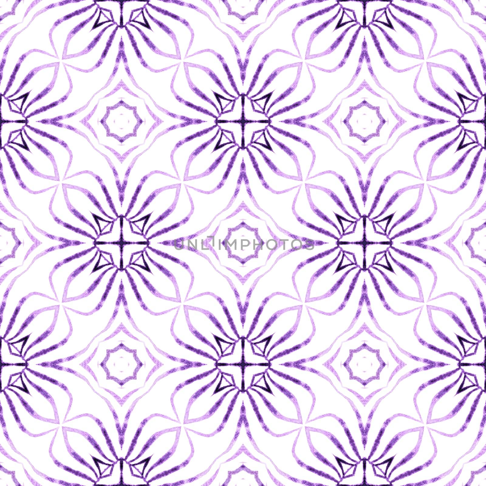Hand drawn tropical seamless border. Purple charming boho chic summer design. Textile ready perfect print, swimwear fabric, wallpaper, wrapping. Tropical seamless pattern.