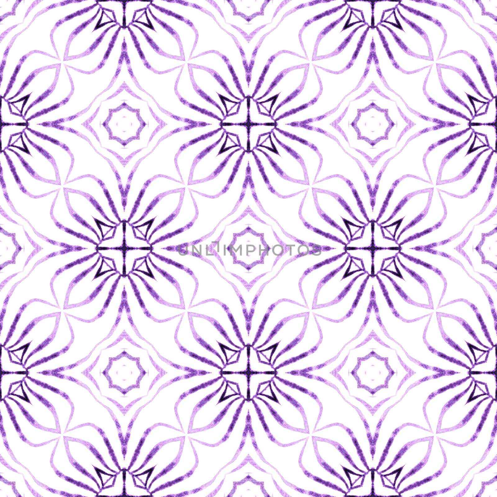 Hand drawn tropical seamless border. Purple charming boho chic summer design. Textile ready perfect print, swimwear fabric, wallpaper, wrapping. Tropical seamless pattern.