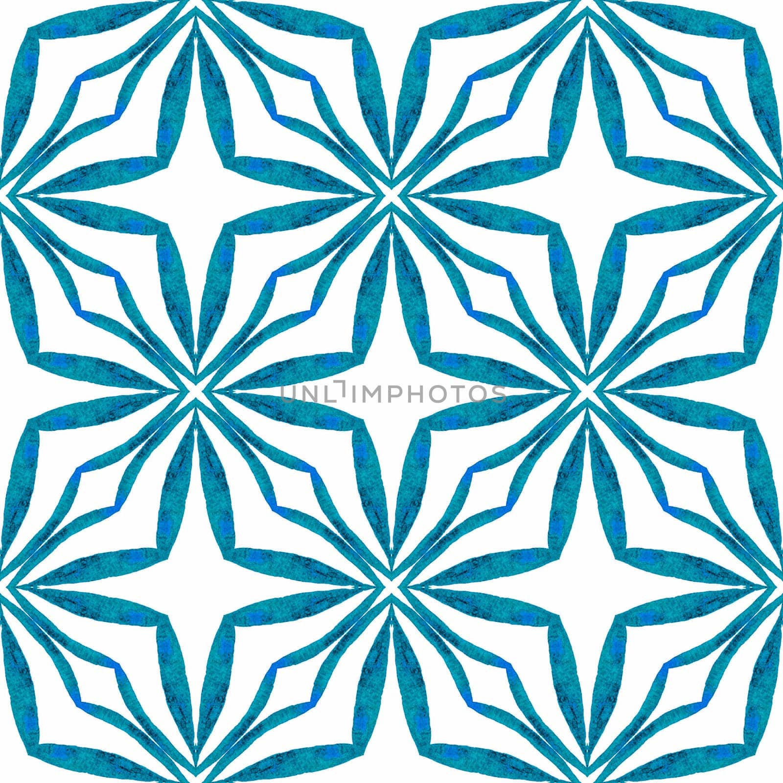Hand drawn green mosaic seamless border. Blue terrific boho chic summer design. Textile ready charming print, swimwear fabric, wallpaper, wrapping. Mosaic seamless pattern.