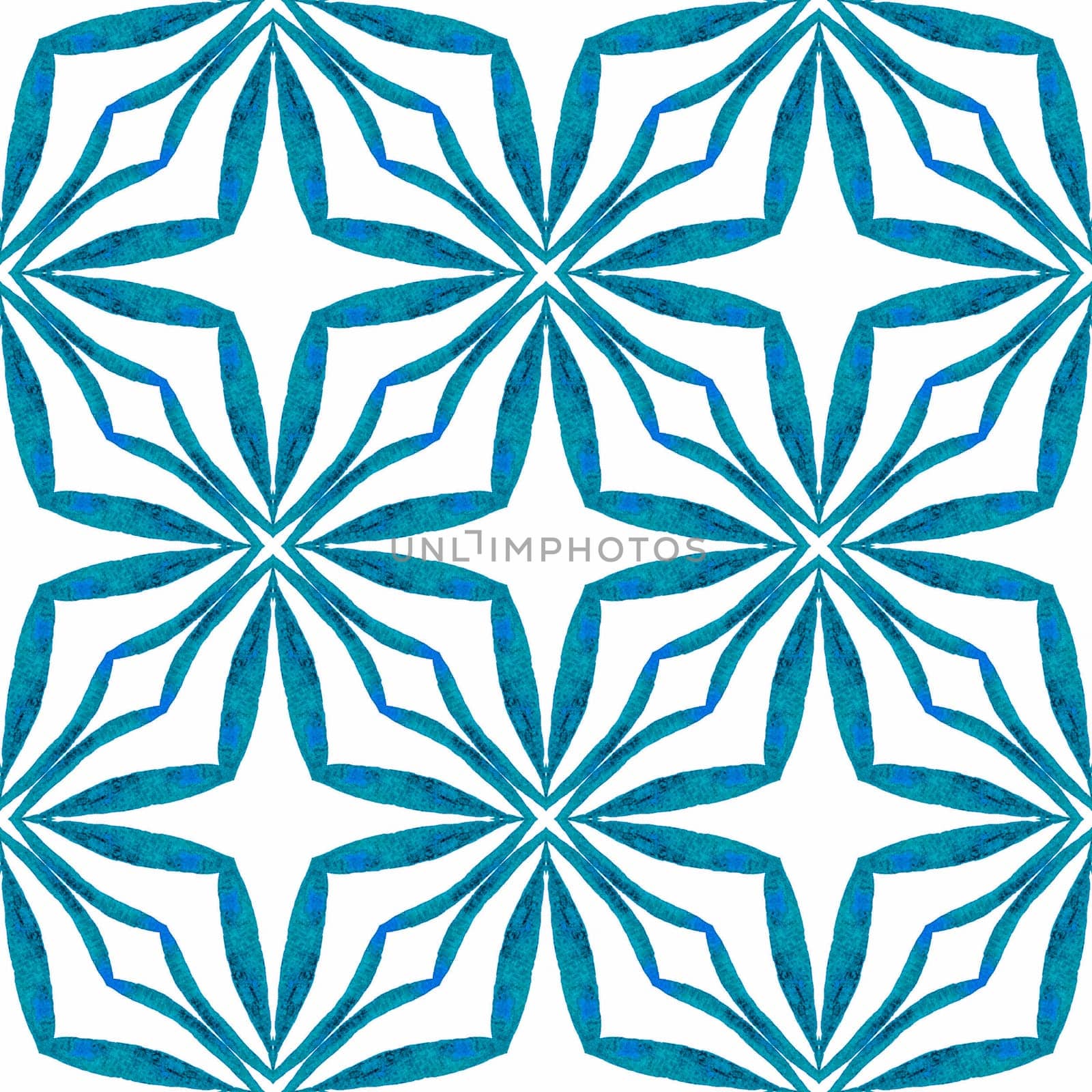 Hand drawn green mosaic seamless border. Blue terrific boho chic summer design. Textile ready charming print, swimwear fabric, wallpaper, wrapping. Mosaic seamless pattern.