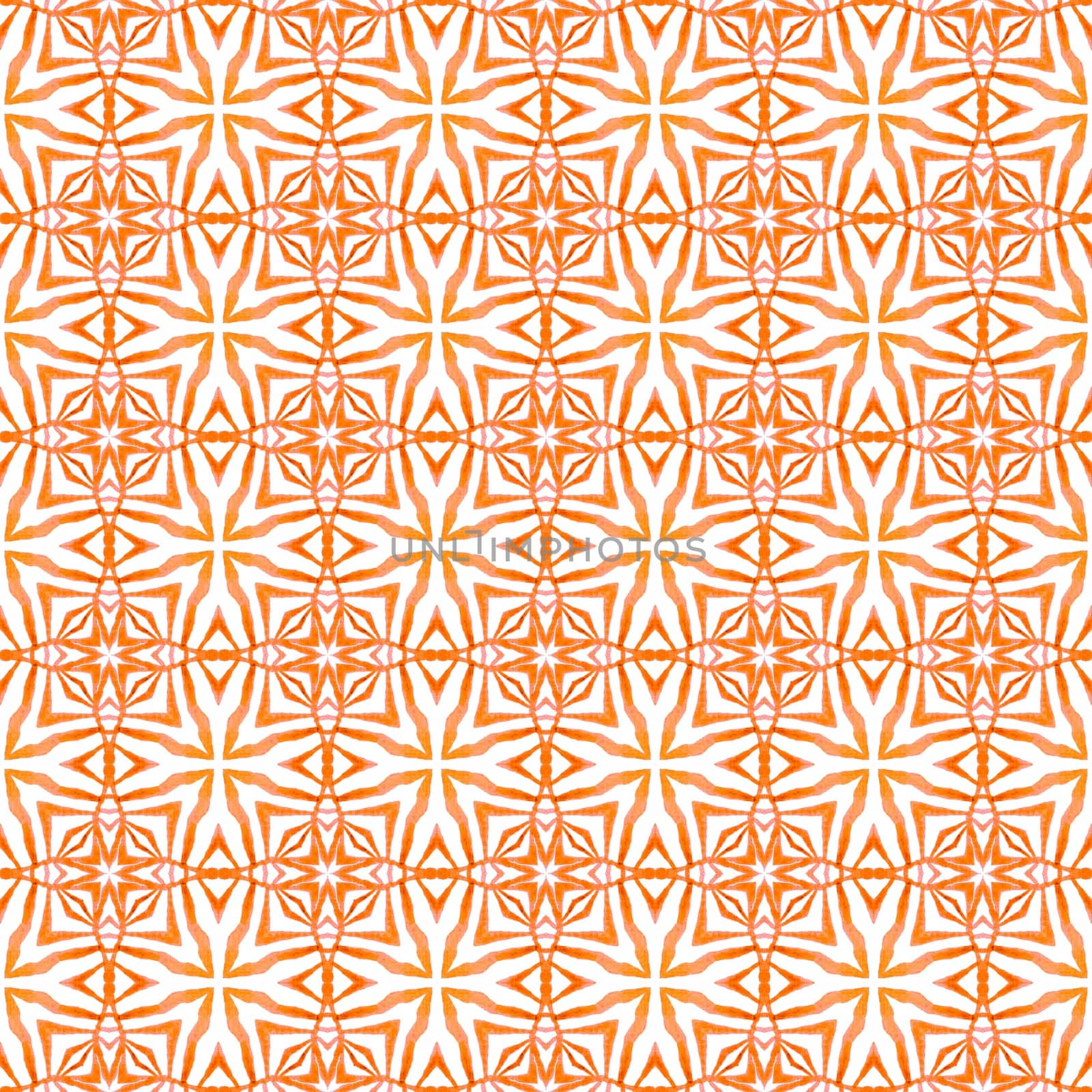 Textile ready grand print, swimwear fabric, wallpaper, wrapping. Orange breathtaking boho chic summer design. Trendy organic green border. Organic tile.